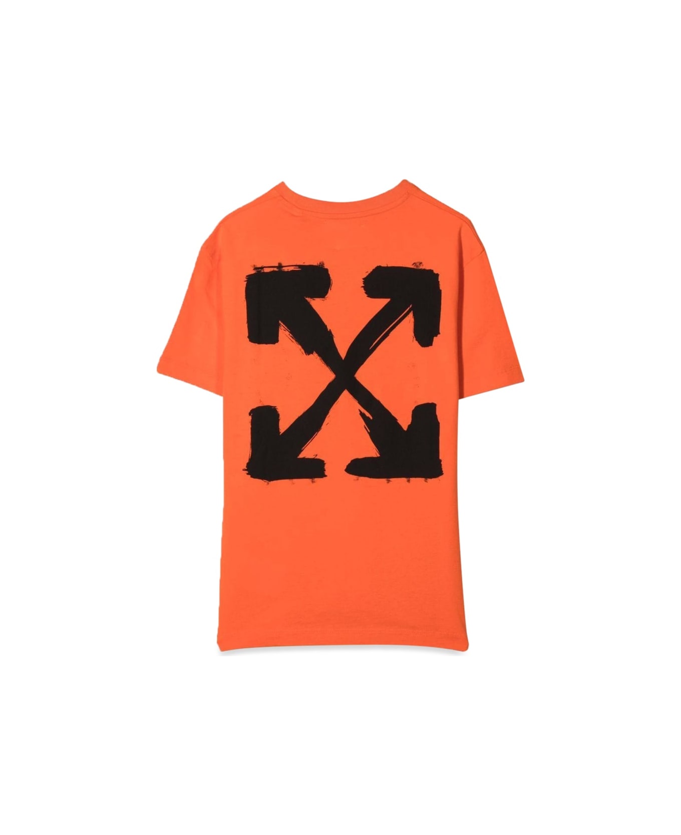 Off-White T-shirt In Jersey Di Cotone Stampato - ORANGE