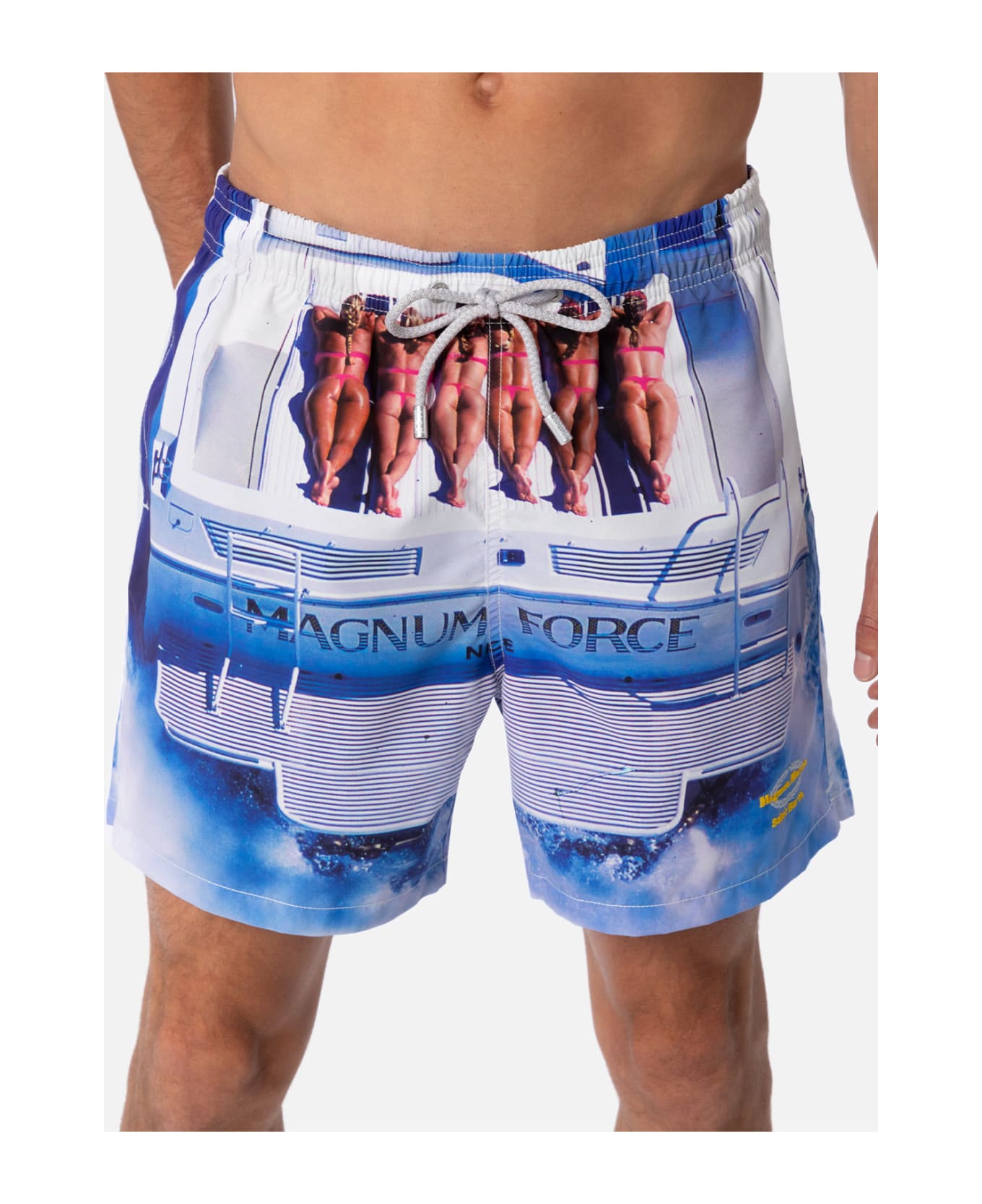 MC2 Saint Barth Man Mid-length Gustavia Swim-shorts With Placed Print| Magnum Marine Special Edition - WHITE