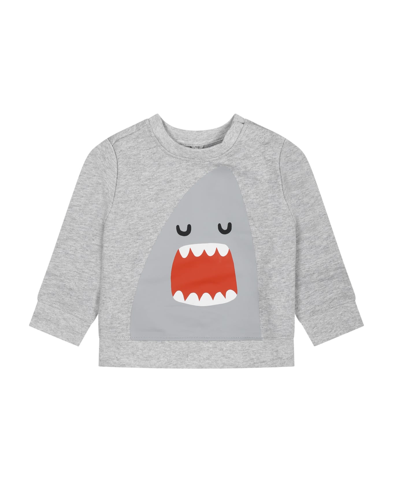 Stella McCartney Gray Sweatshirt For Baby Boy With Shark Print - Grigio ニットウェア＆スウェットシャツ