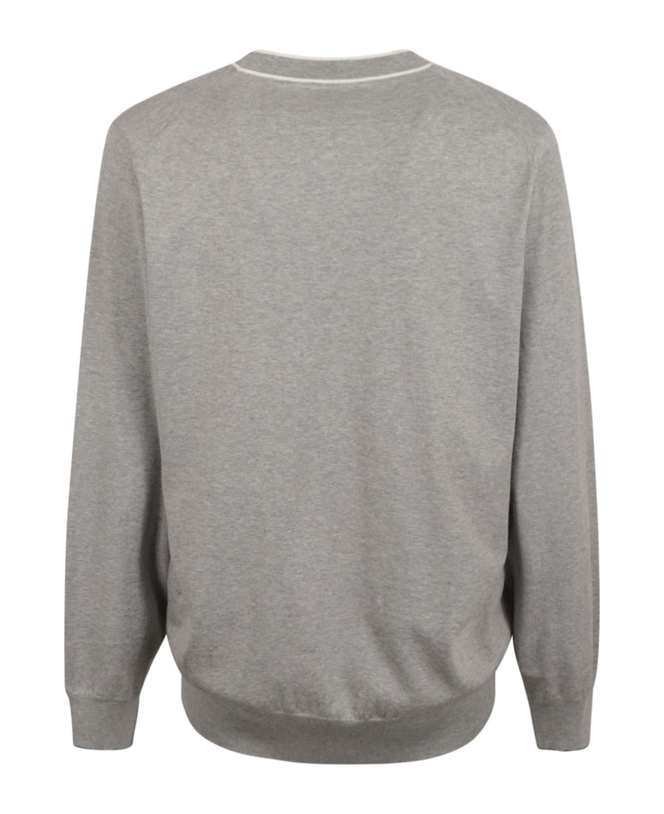 Brunello Cucinelli Rib Trim Plain Sweatshirt - Grey Chiaro