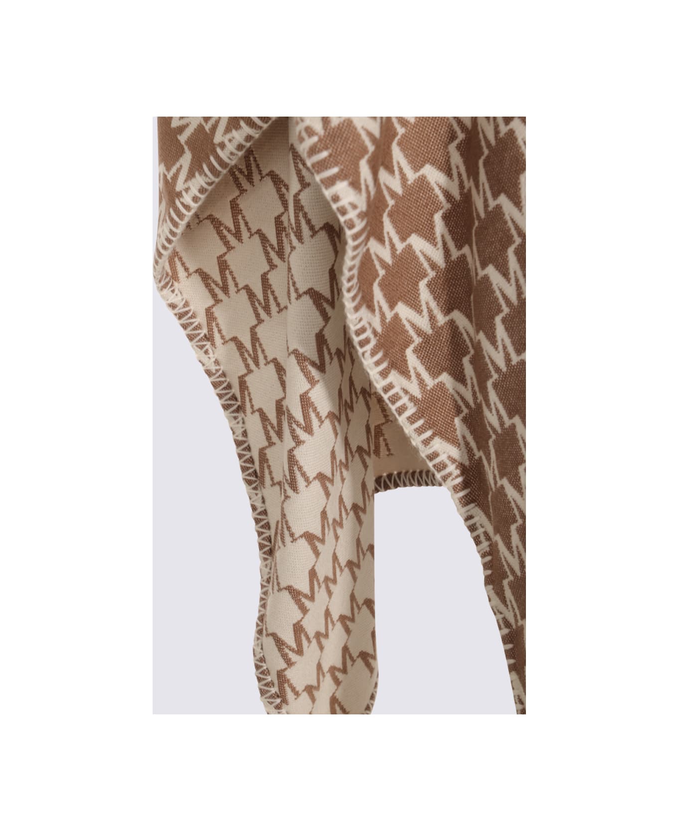 Max Mara Beige Wool Scarves - BIANCO/NOCE