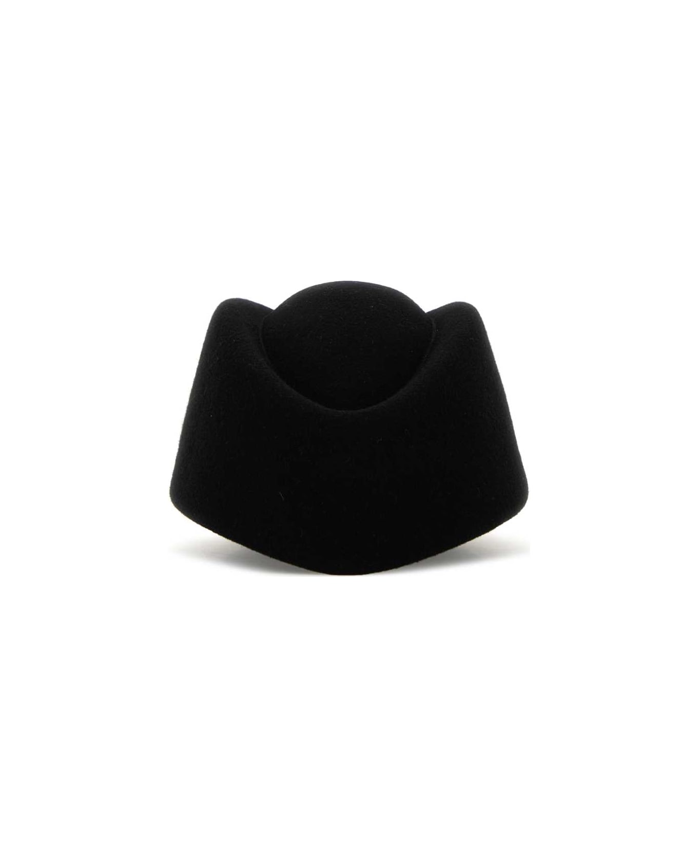 Valentino Garavani Black Wool Vlogo Signature Hat - NEROANTIQUEBRASS