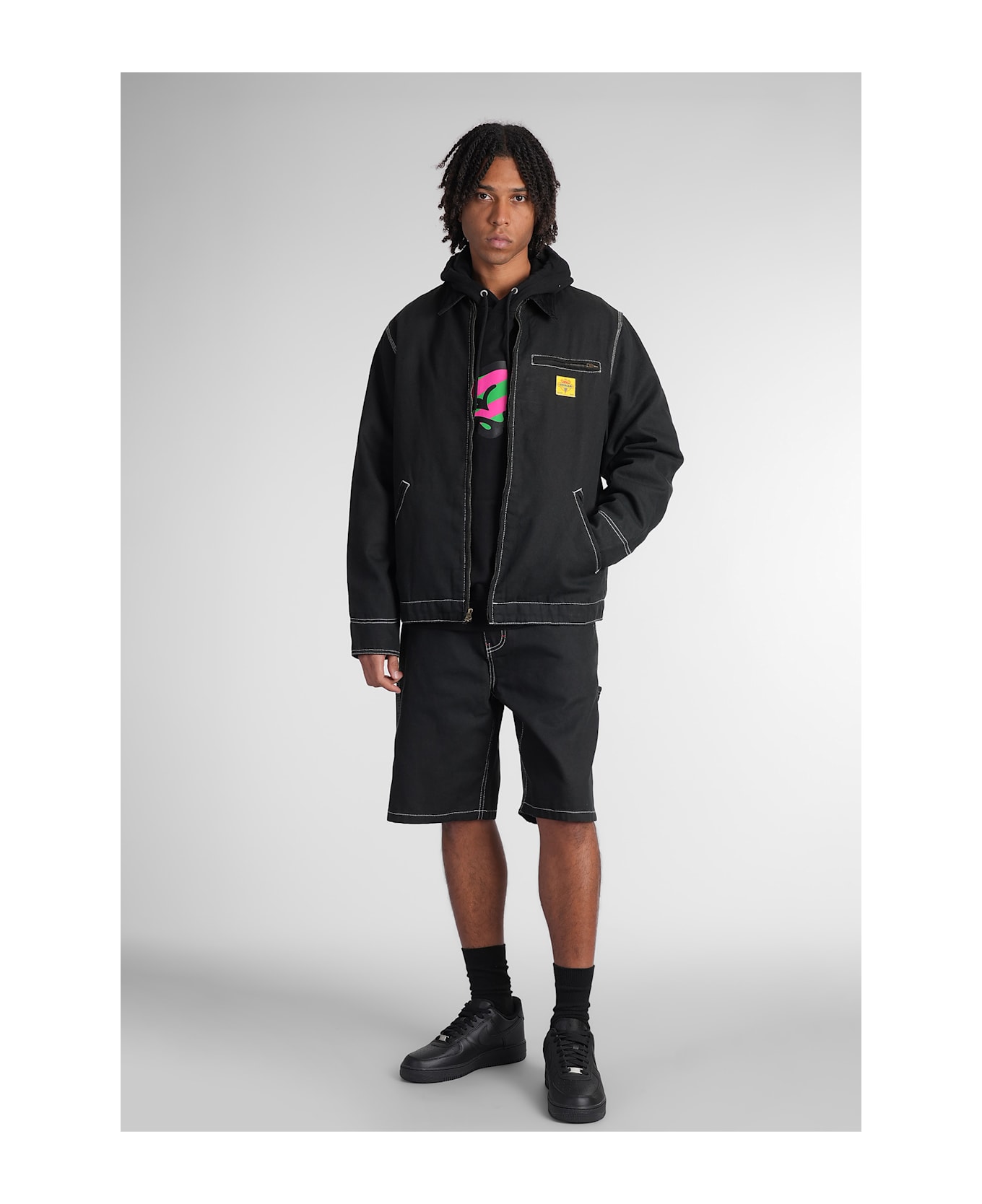 Icecream Shorts In Black Cotton - black