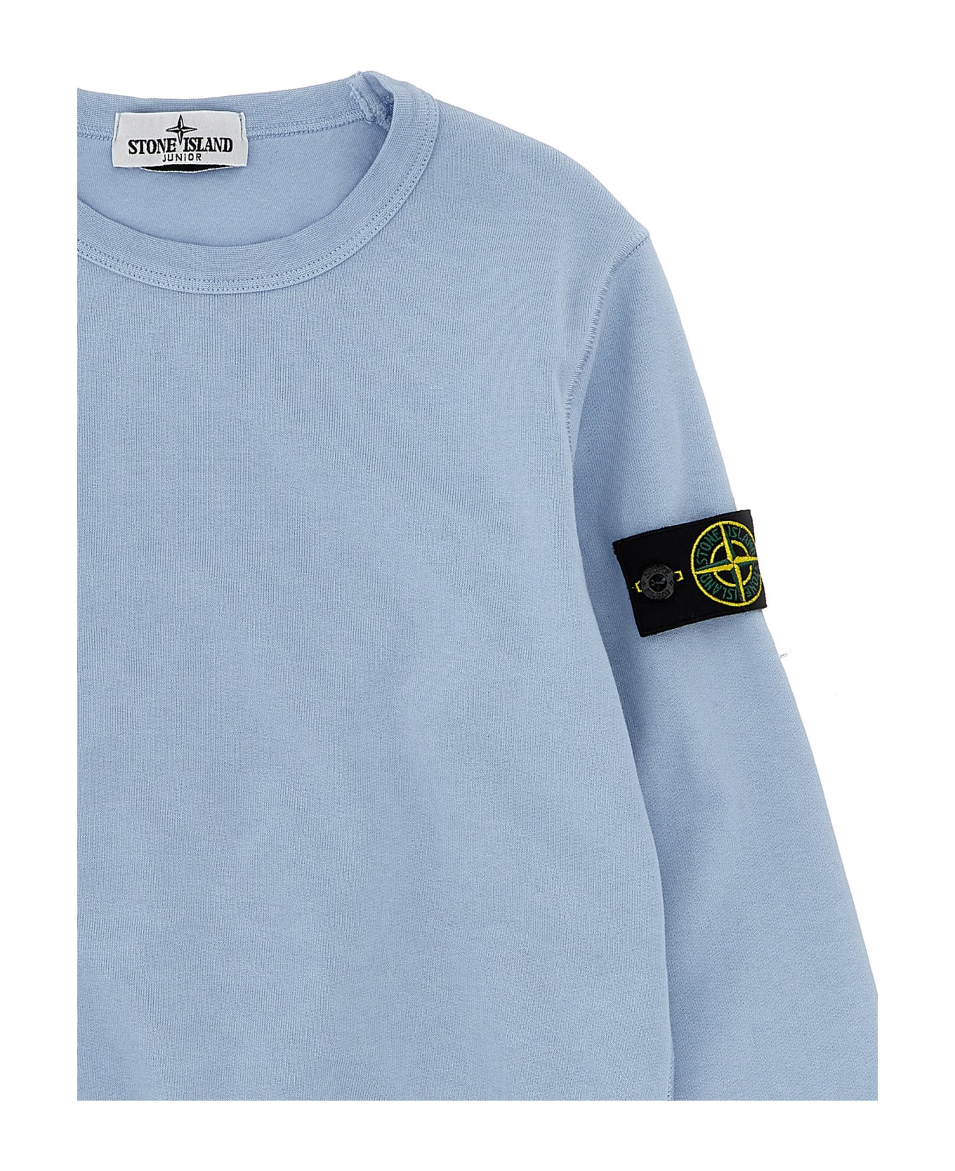 Stone Island Junior Logo Badge Sweatshirt - Light Blue