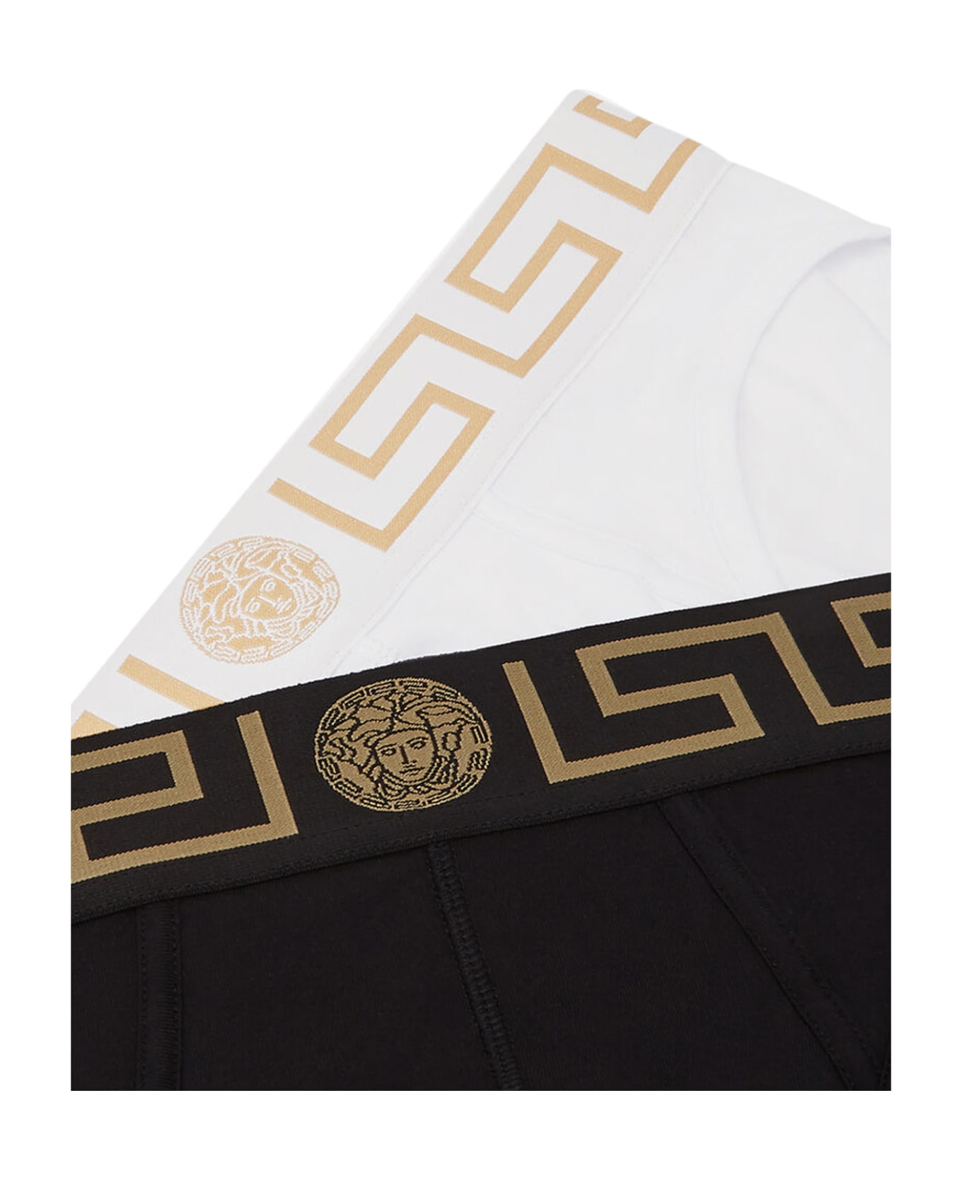 Versace Bi-pack Slip Jersey Topeka Bi-stretch Cotton Organic - K Black White Gold