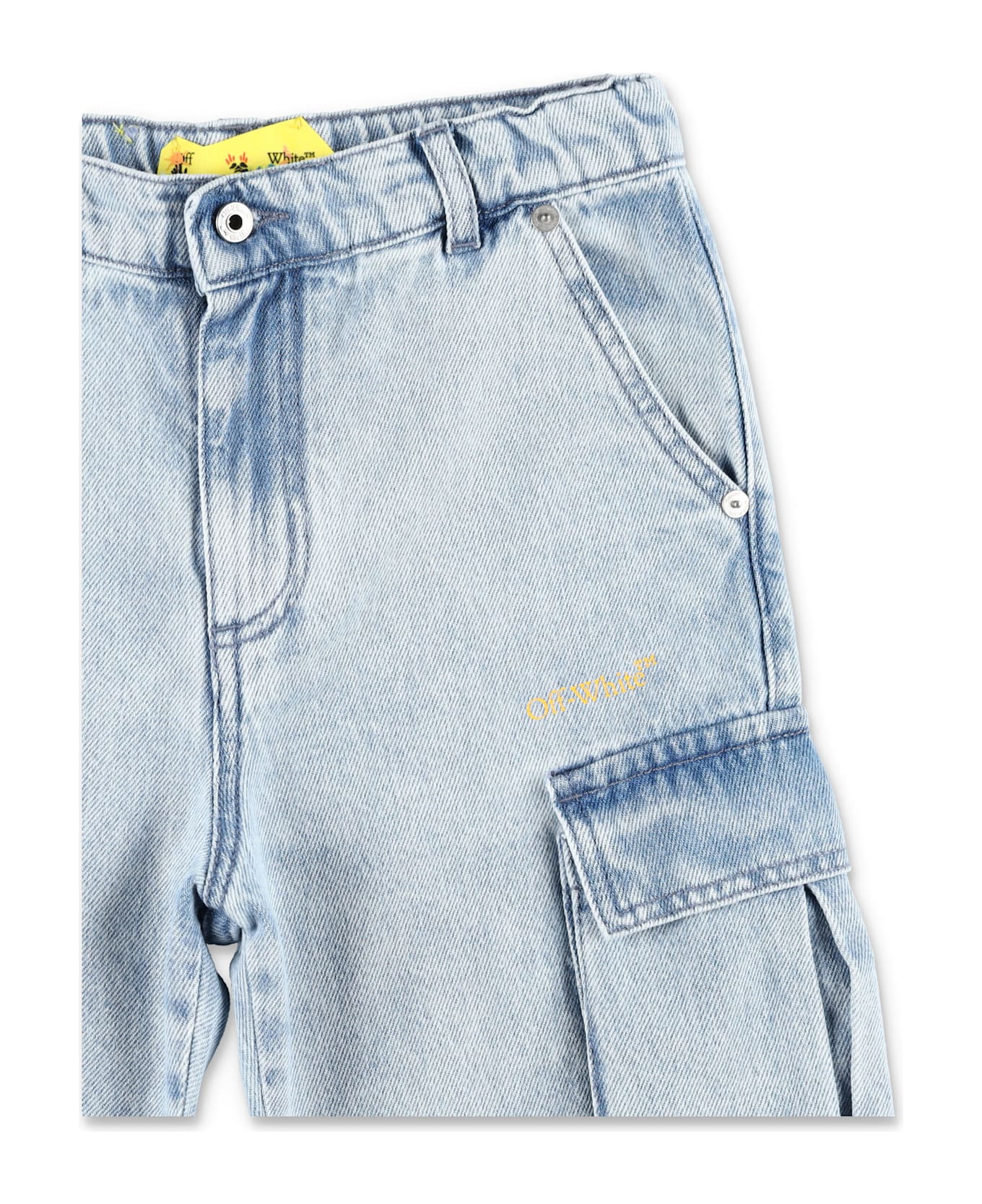 Off-White Kid - Diagonal Bookish Cargo Denim Shorts - DENIM