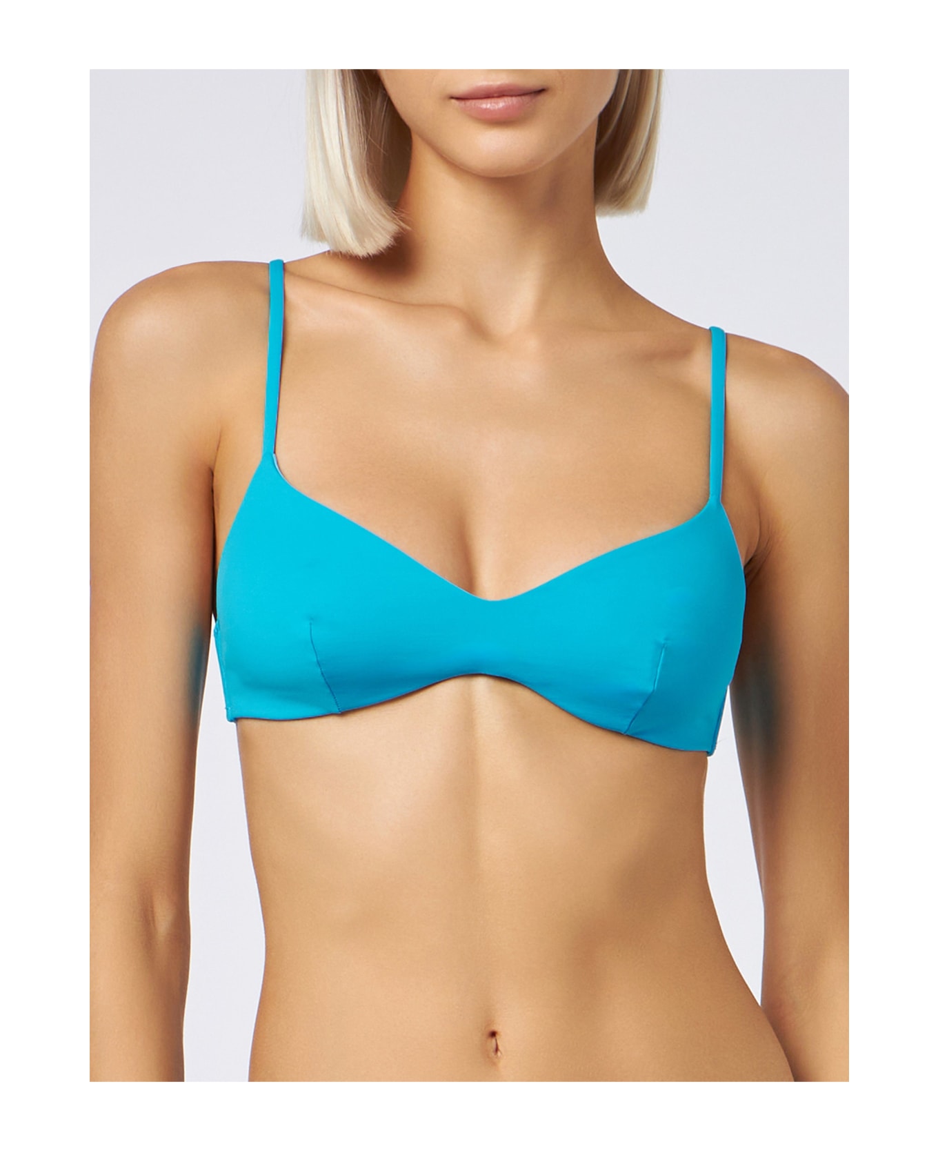 MC2 Saint Barth Woman Turquoise Scoop Bralette Beach Top May - SKY