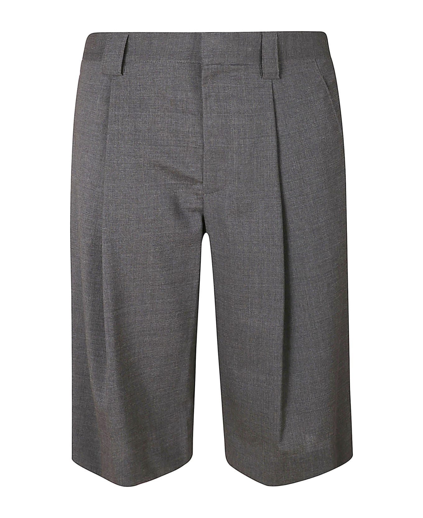 Maison Flaneur Straight Leg Plain Trouser Shorts - Gray
