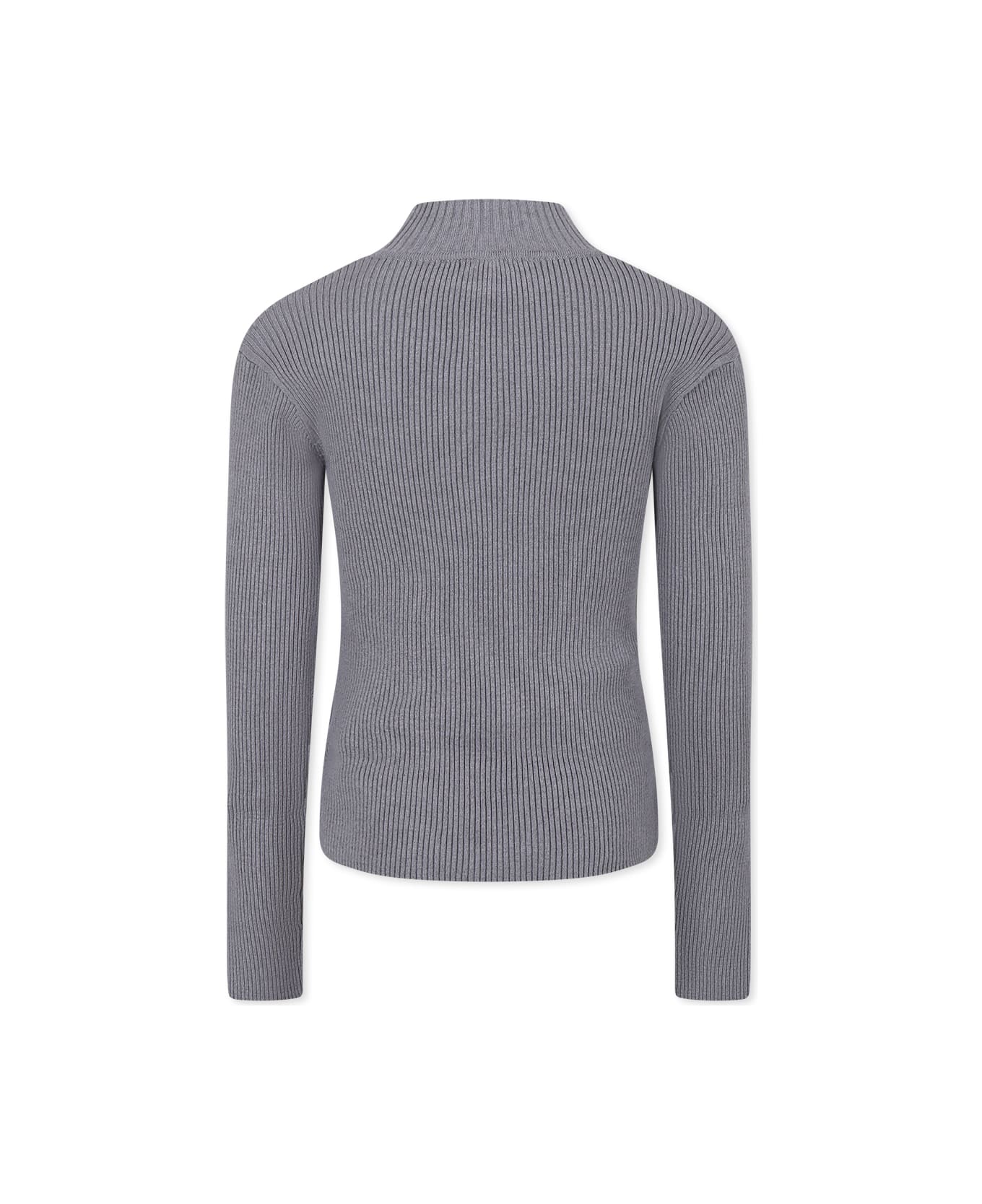 Pinko Grey Turtleneck For Girl With Logo - Grey