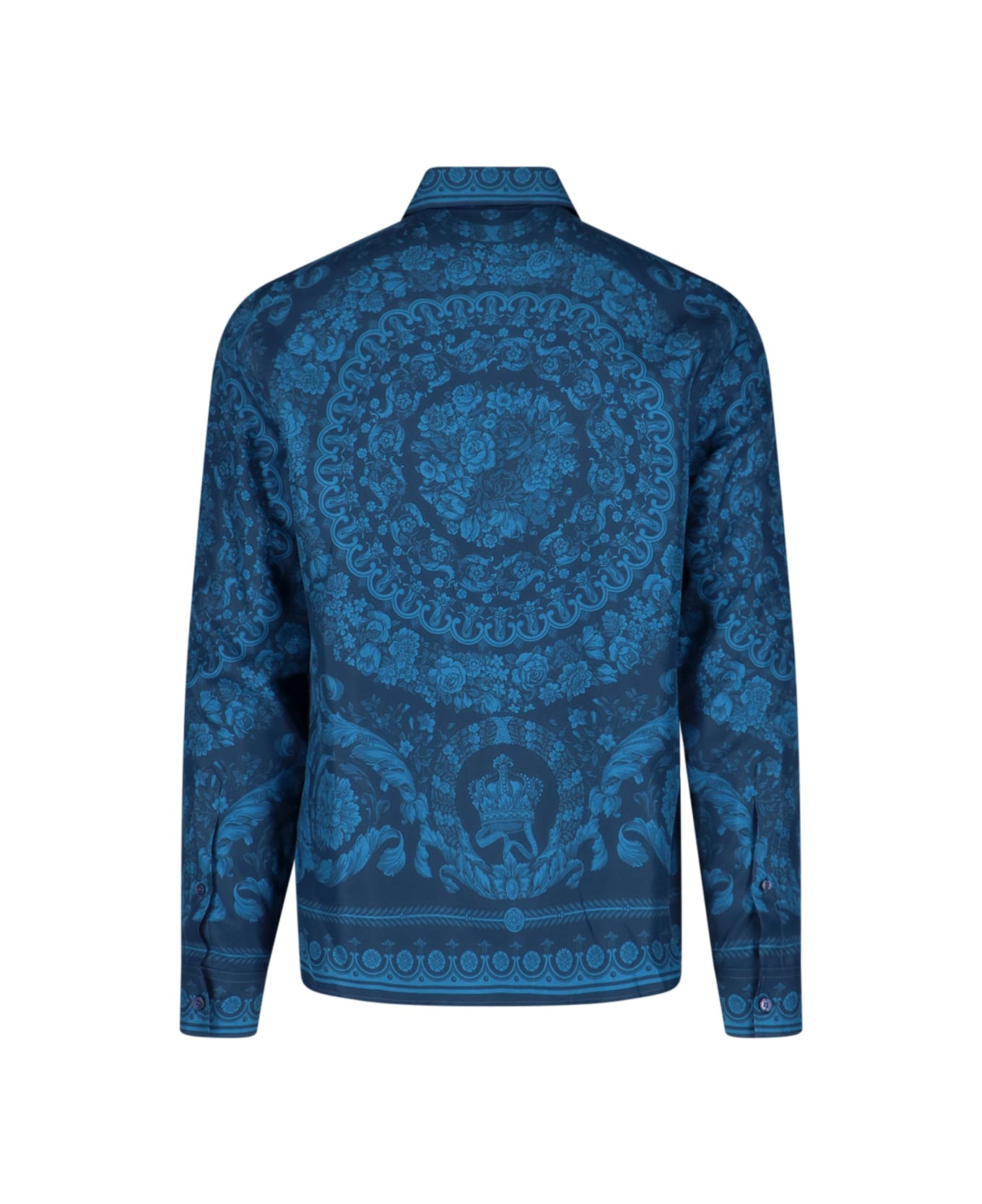 Versace 'barocco' Silk Shirt - Blue