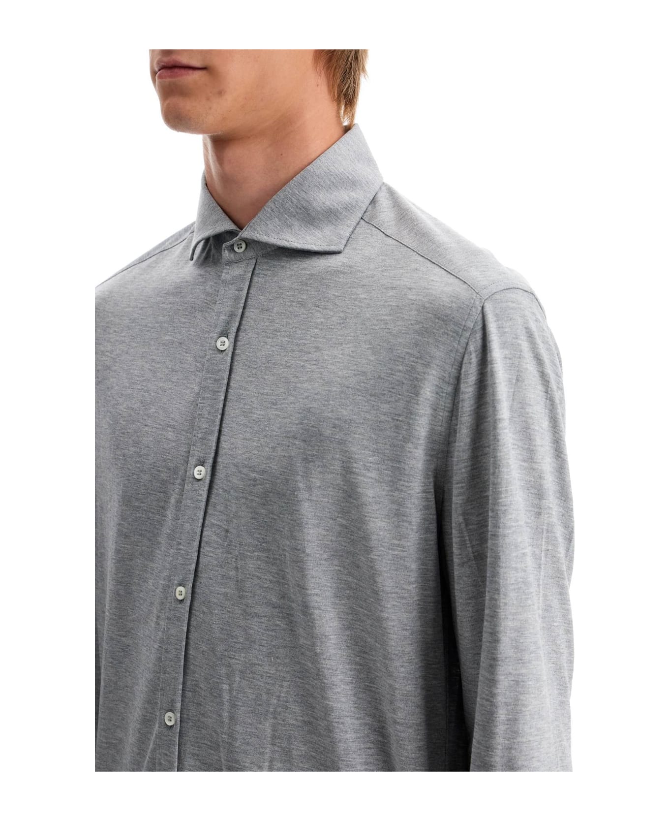 Brunello Cucinelli Long-sleeved Buttoned Shirt - GRIGIO (Grey)