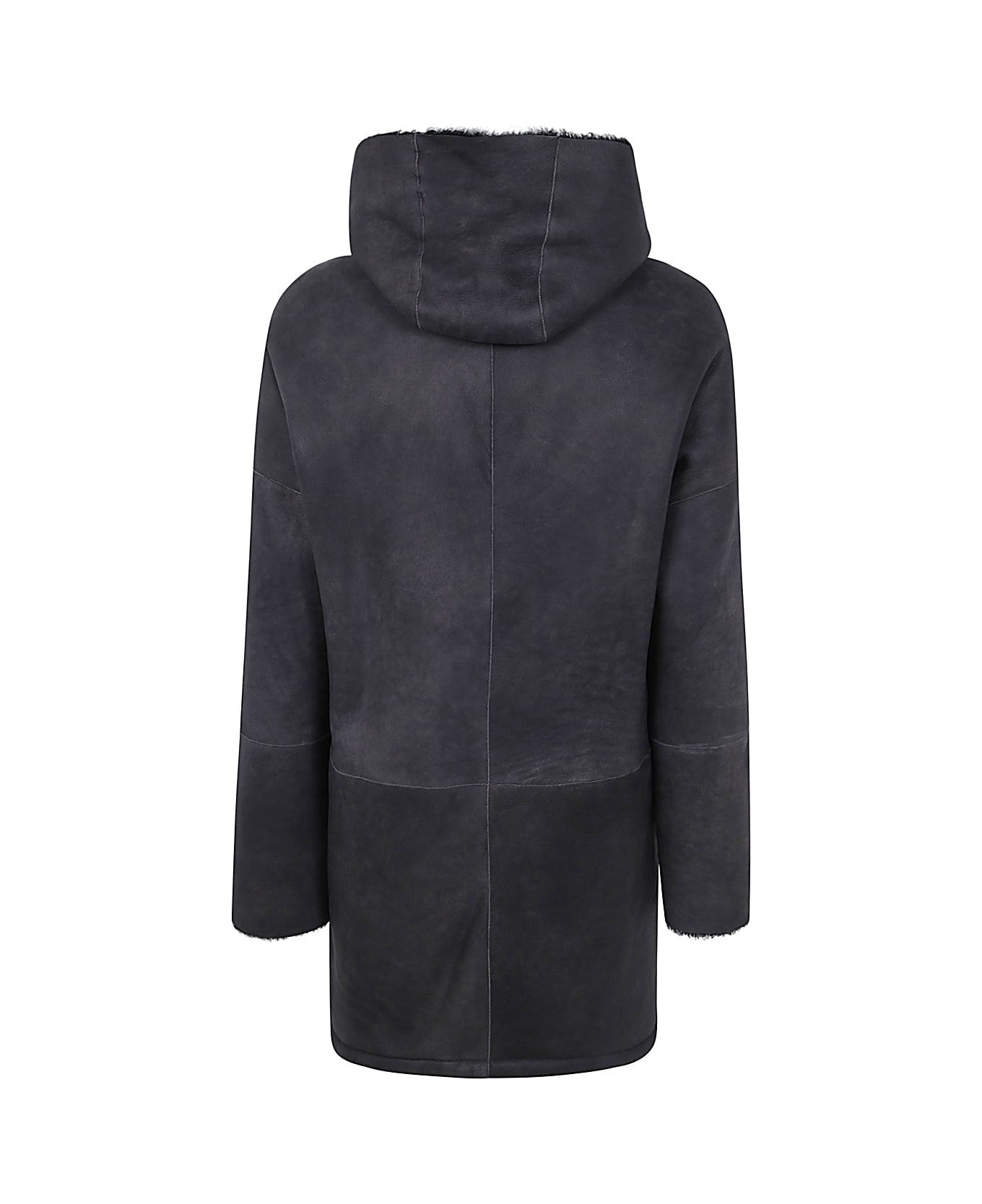 Giorgio Brato Reversible Shearling Over With Hood - Eagle Grey