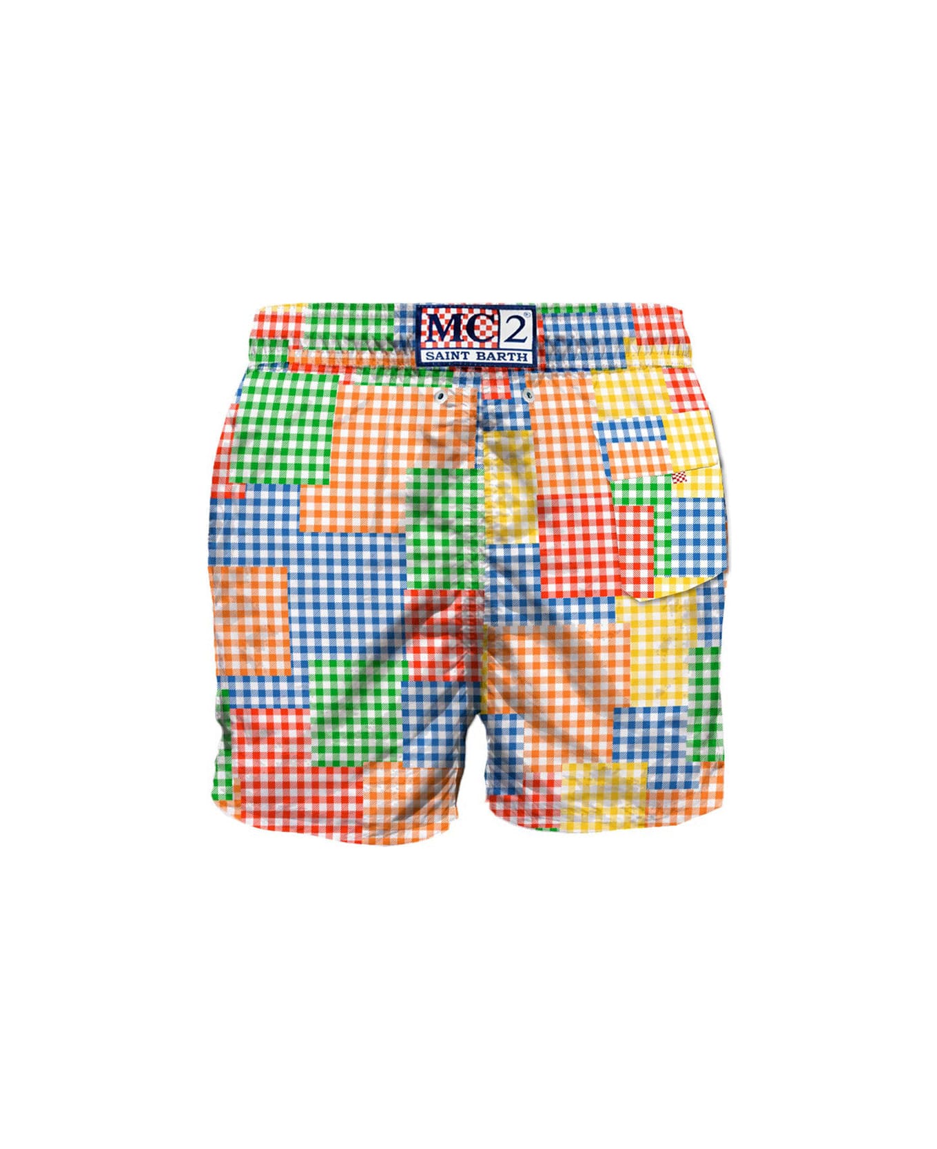 MC2 Saint Barth Multicolor Gingham Man Swim Shorts - MULTICOLOR