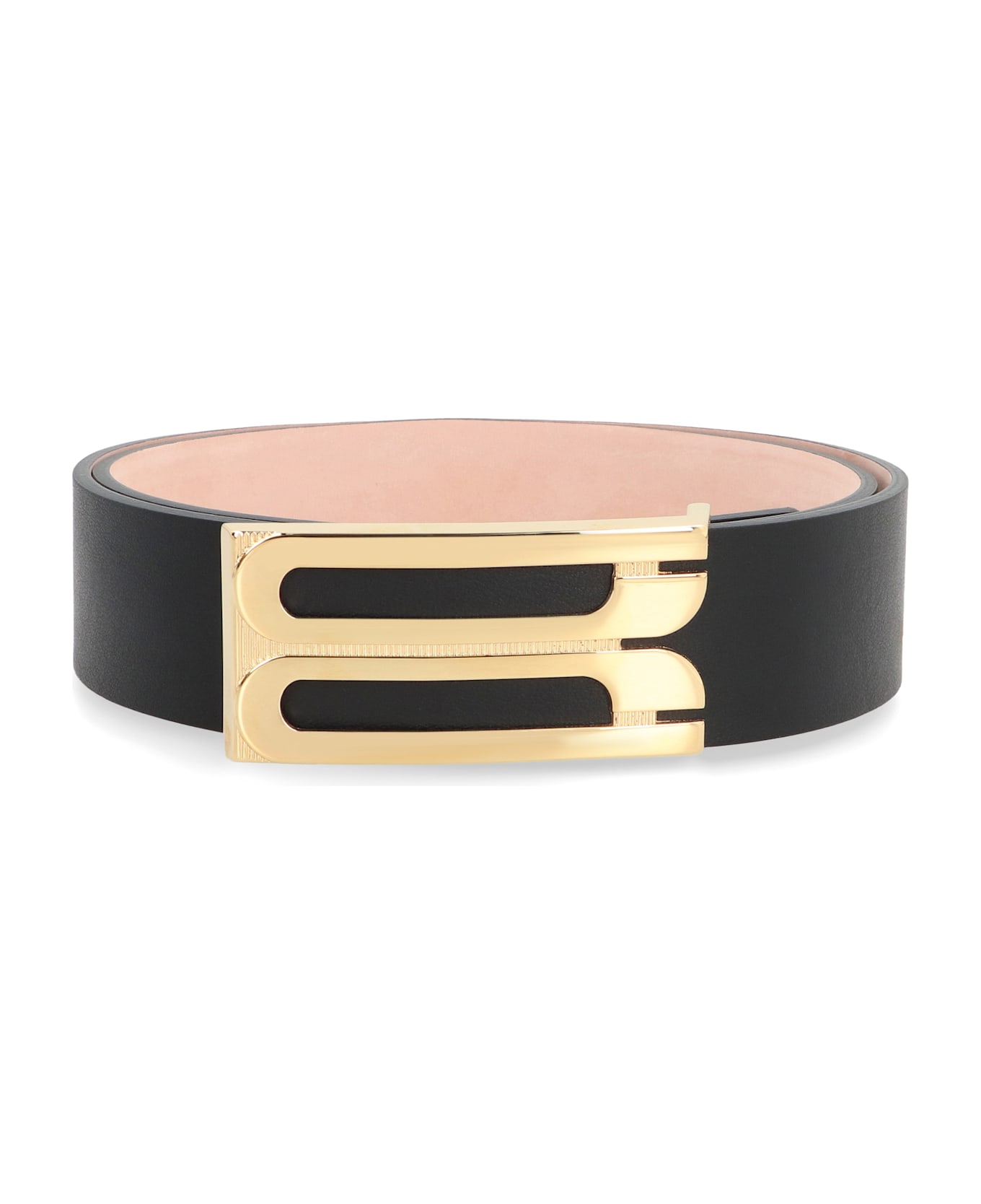 Victoria Beckham Logo Buckle Leather Belt - black