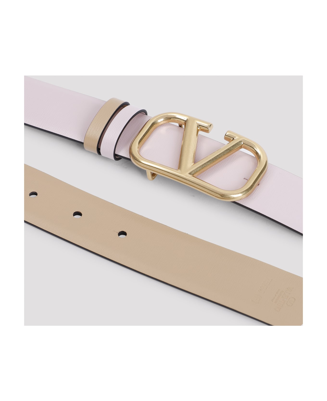 Valentino Garavani Vlogo Signature Reversible Belt - W Rose Quarts Cappuccino