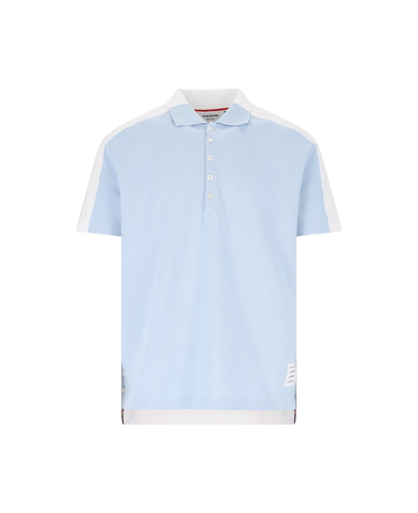 Thom Browne Color Block Polo Shirt - Light blue