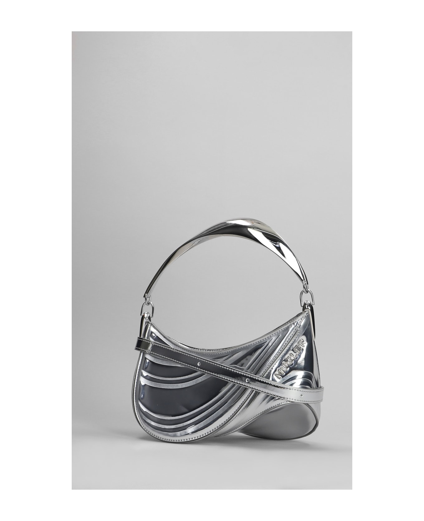 Mugler Shoulder Bag In Silver Leather - silver