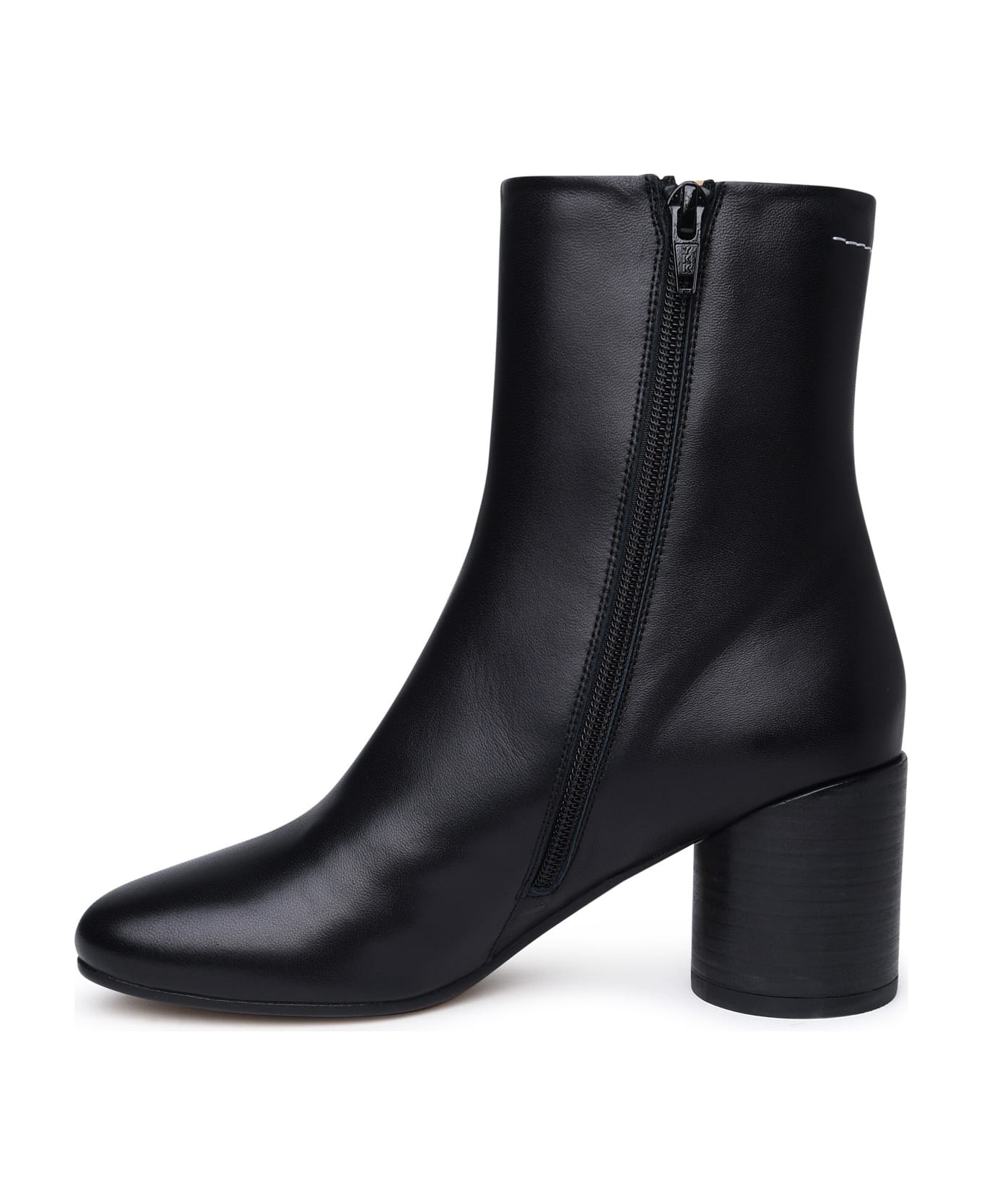 MM6 Maison Margiela Black Leather Ankle Boots - Black ブーツ