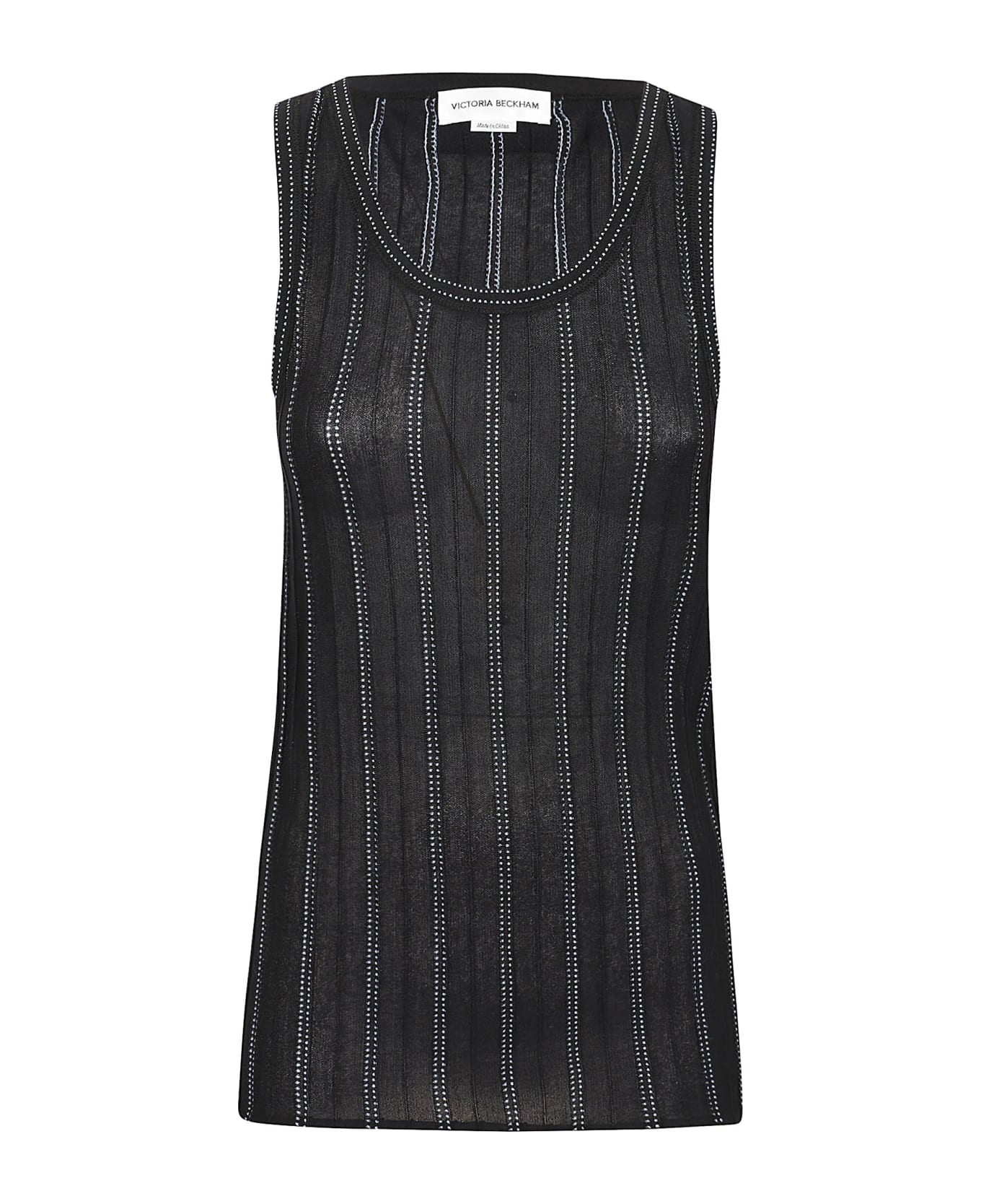 Victoria Beckham Fine Knit Tank - Vertical Stripe Black/blue タンクトップ