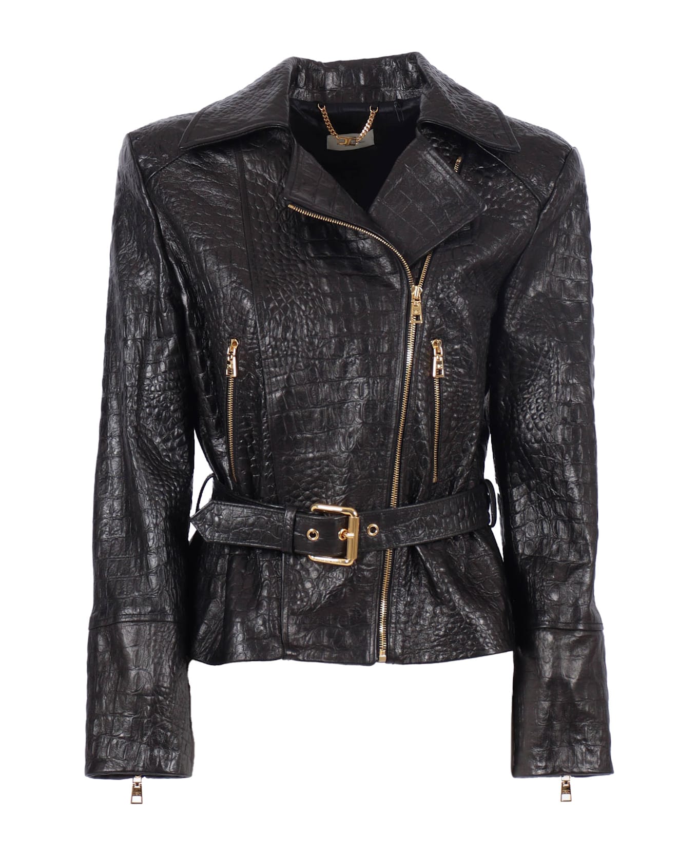 Elisabetta Franchi Women
s Leather Jacket - BLACK