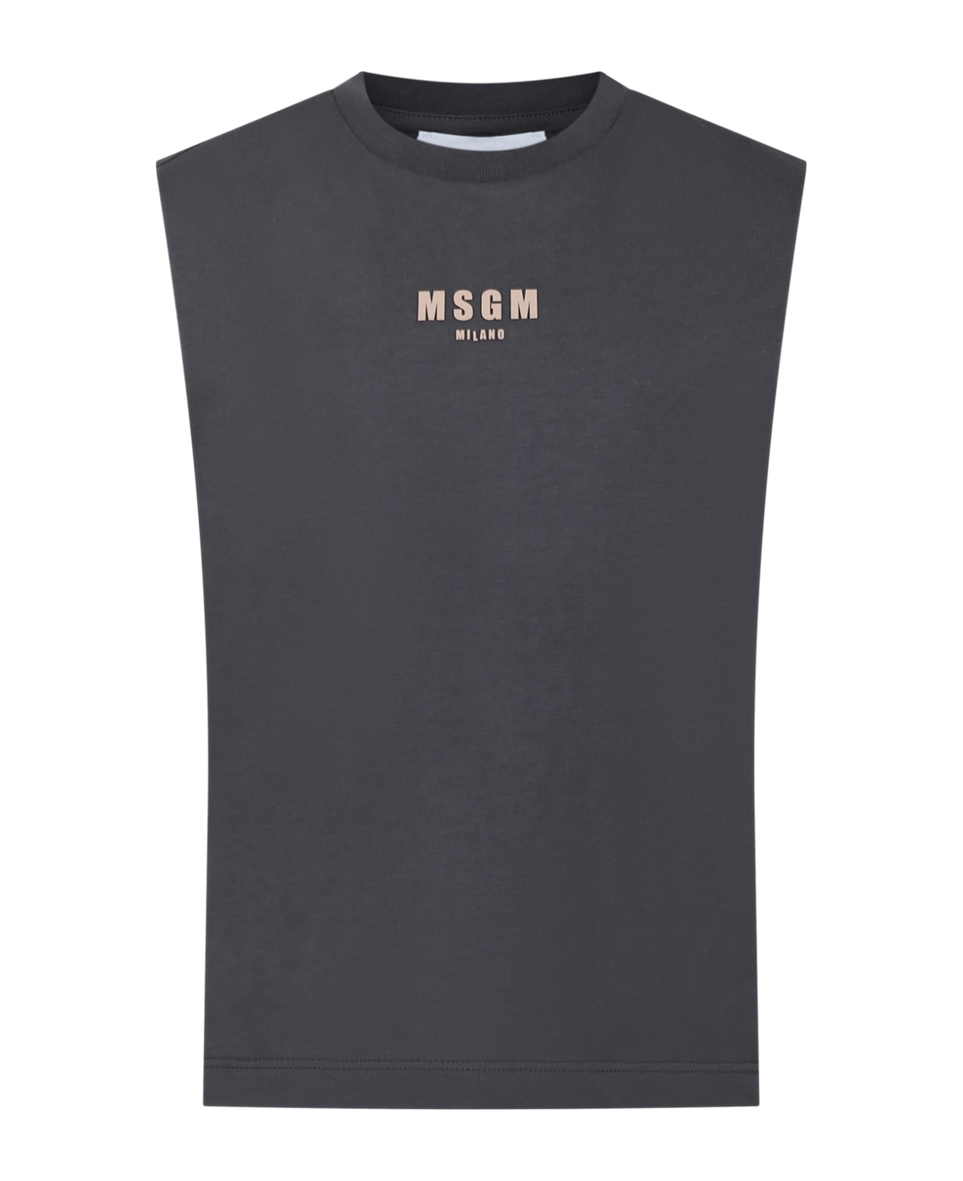 MSGM Grey Tank Top For Boy With Logo And Writing - Grey