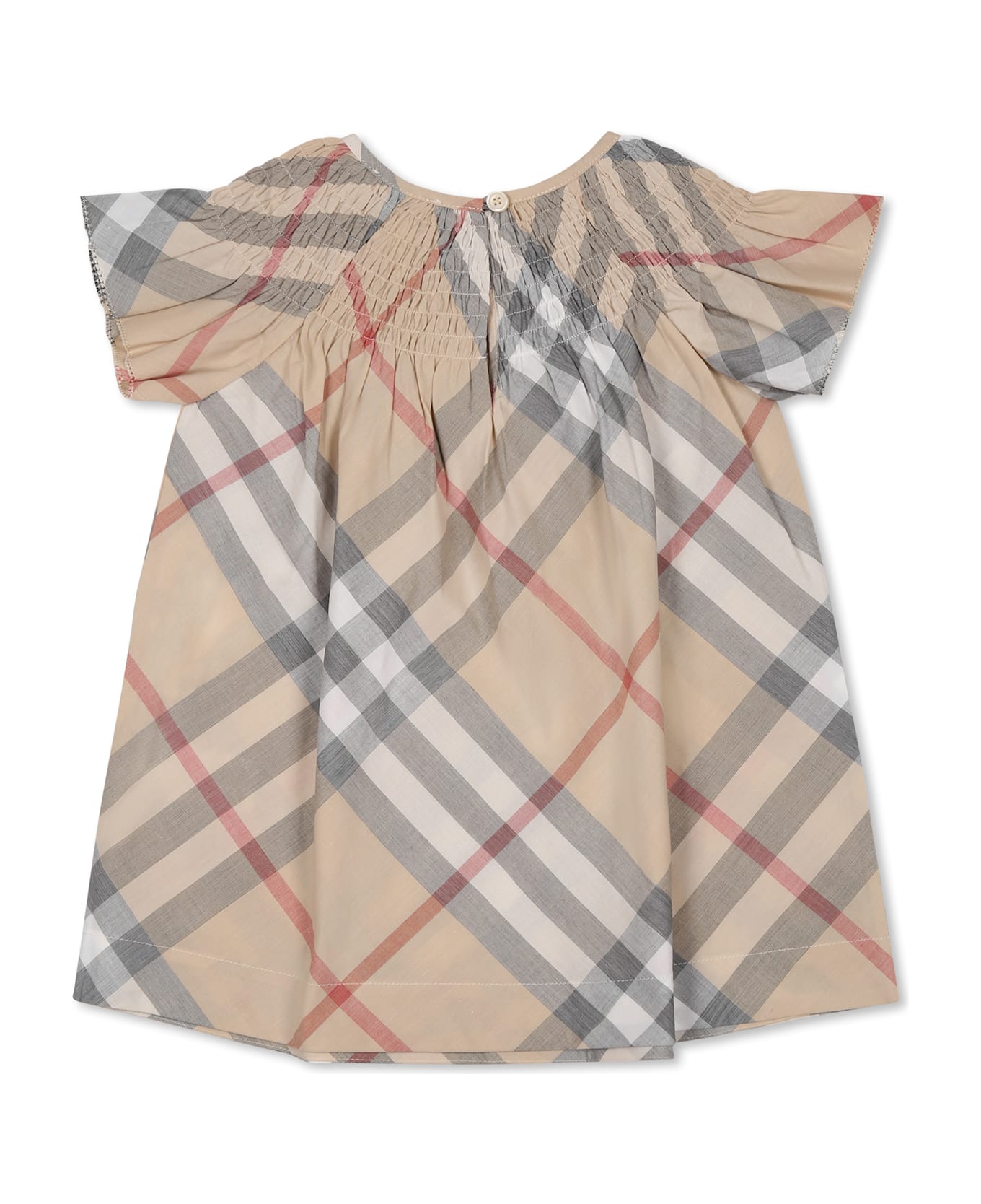 Burberry Beige Dress For Baby Girl With Vintage Check - Beige