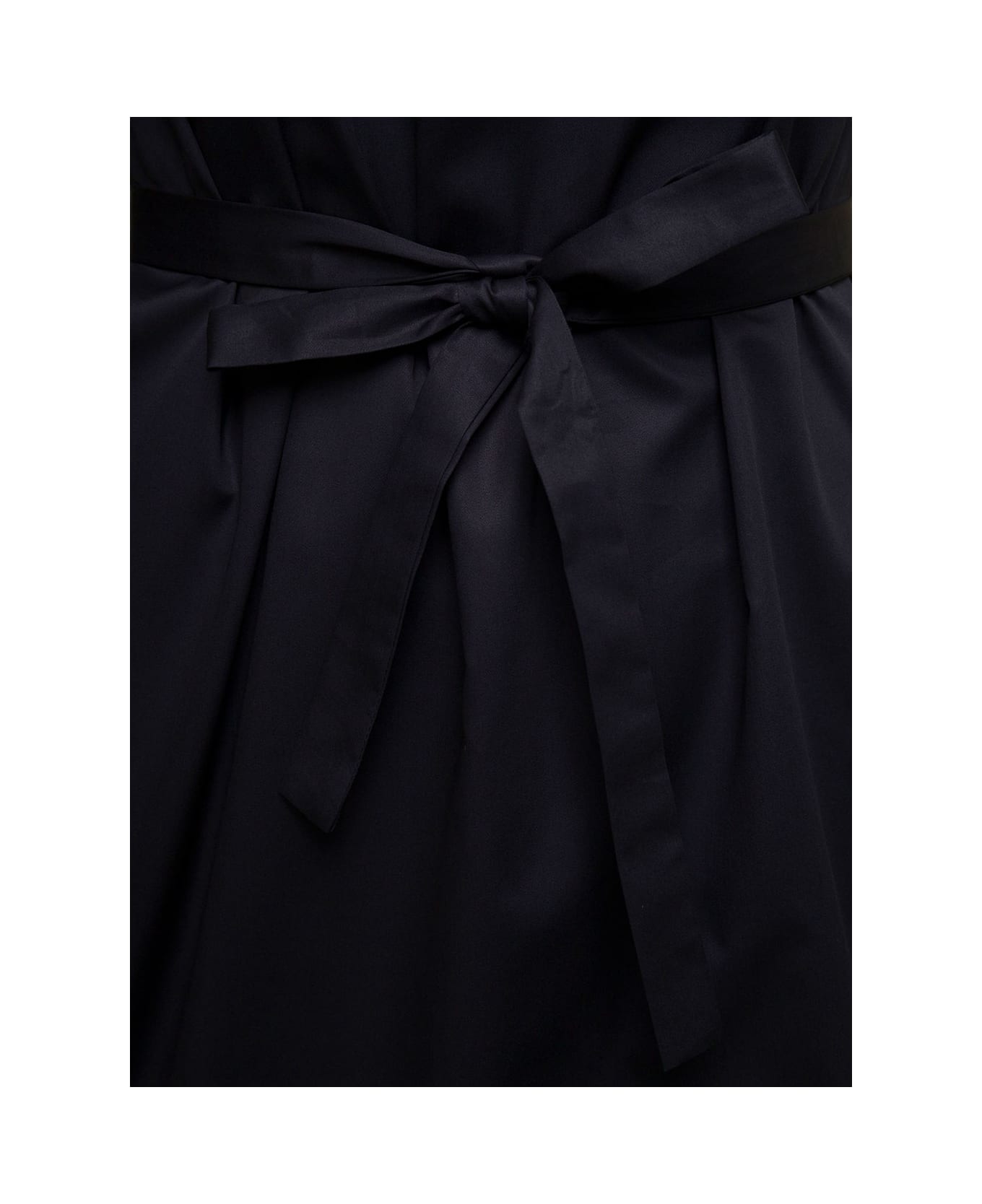 Douuod Mini Black One-shoulder Dress With Waist Belt In Cotton Woman - Black