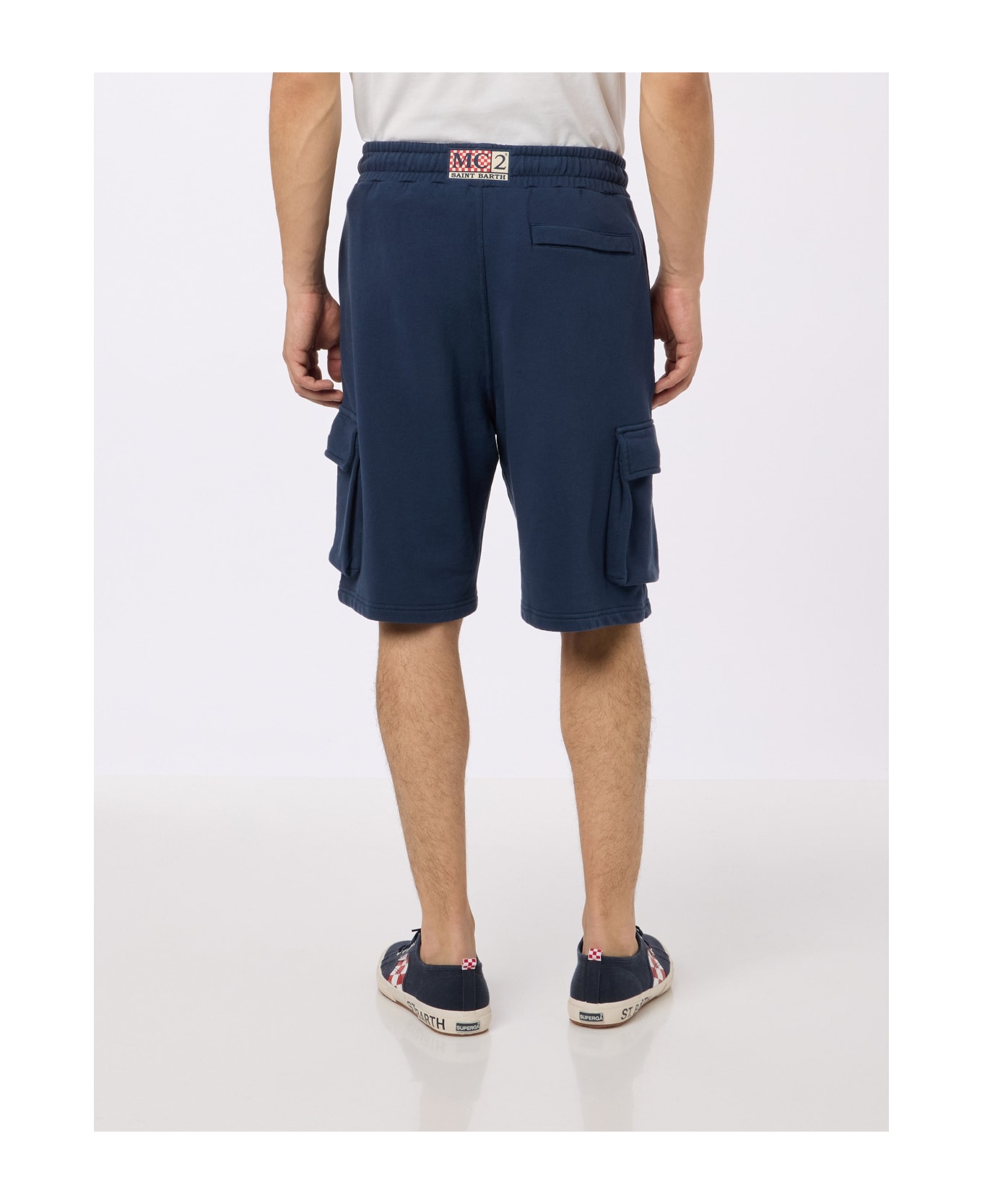 MC2 Saint Barth Man Navy Blue Cargo Short Pants Cargy - BLUE