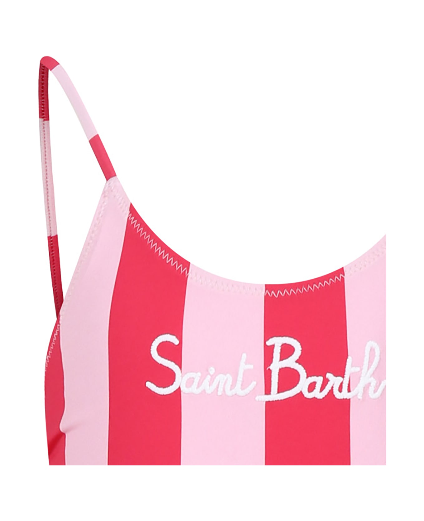 MC2 Saint Barth Pink Swimsuit For Girl With Logo - Multicolor 水着