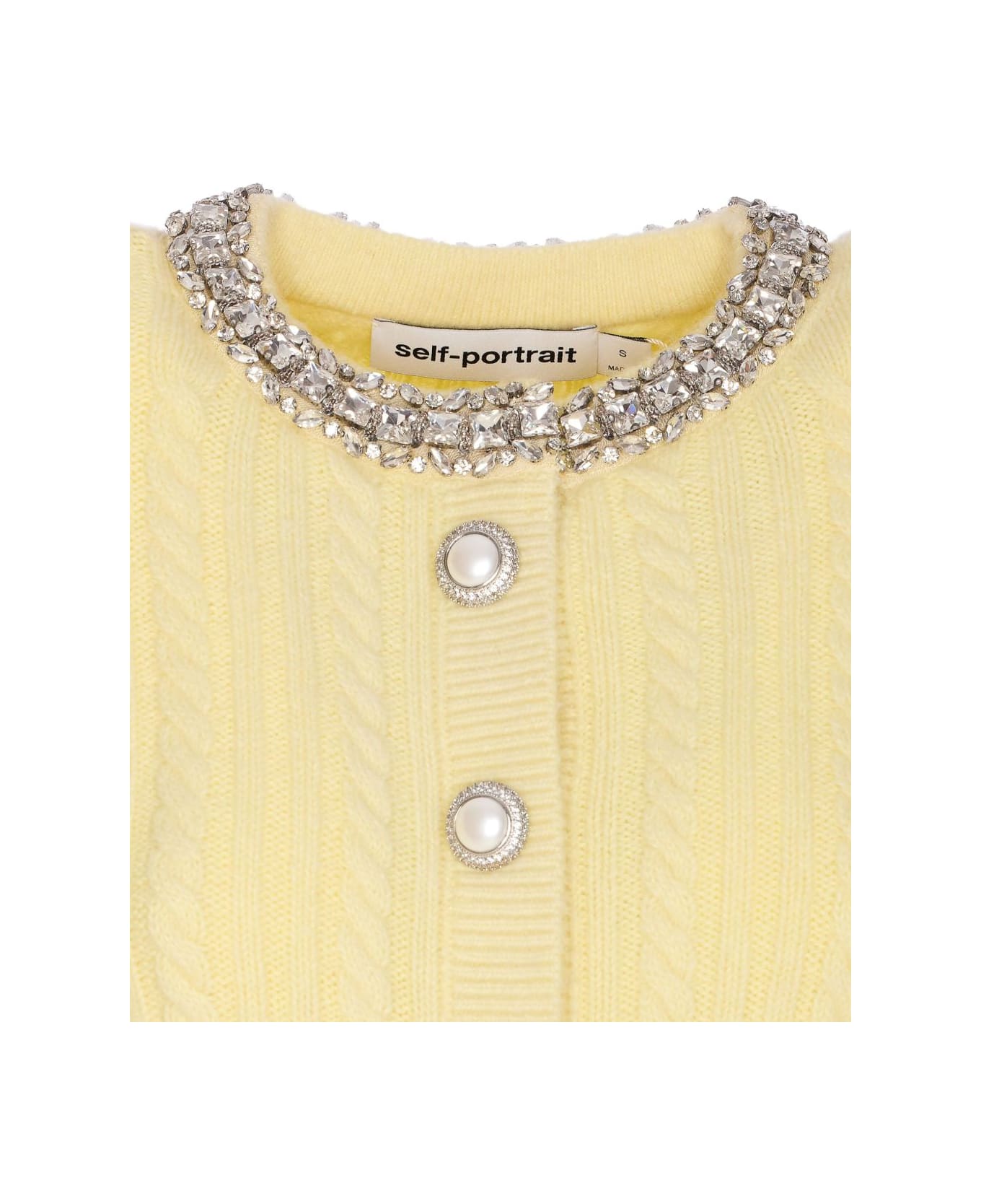 self-portrait Crewneck Cardigan - Yellow