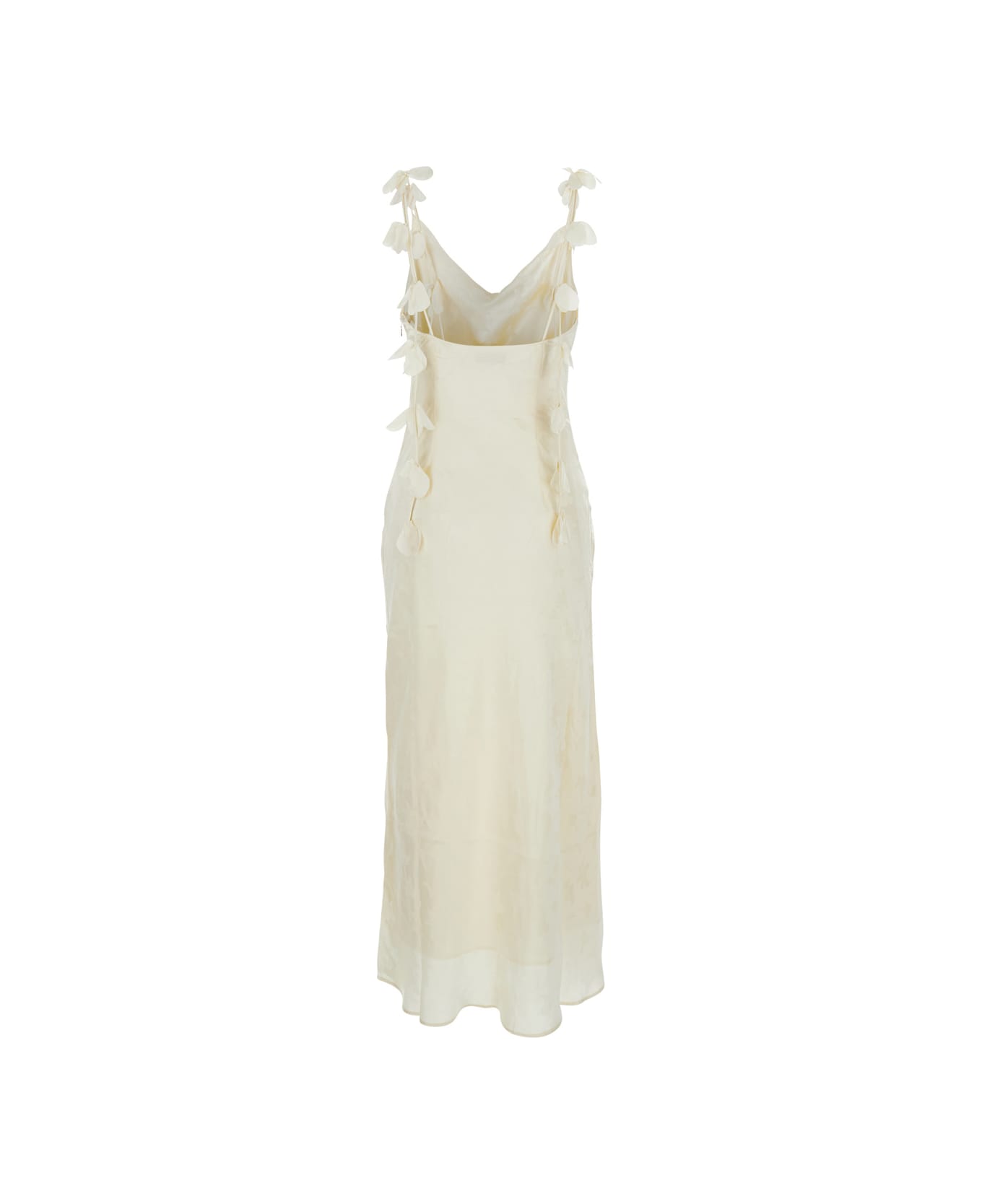 Rotate by Birger Christensen White Dress With Draped Neckline And All-over Floral Motif In Silk Woman - White