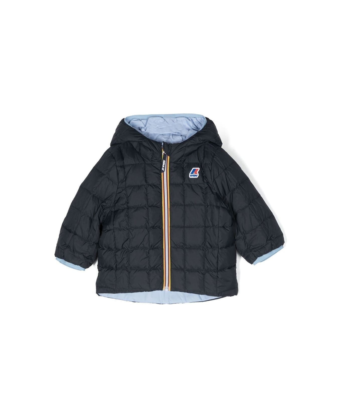K-Way Down Jacket With Reversible Logo - Light blue