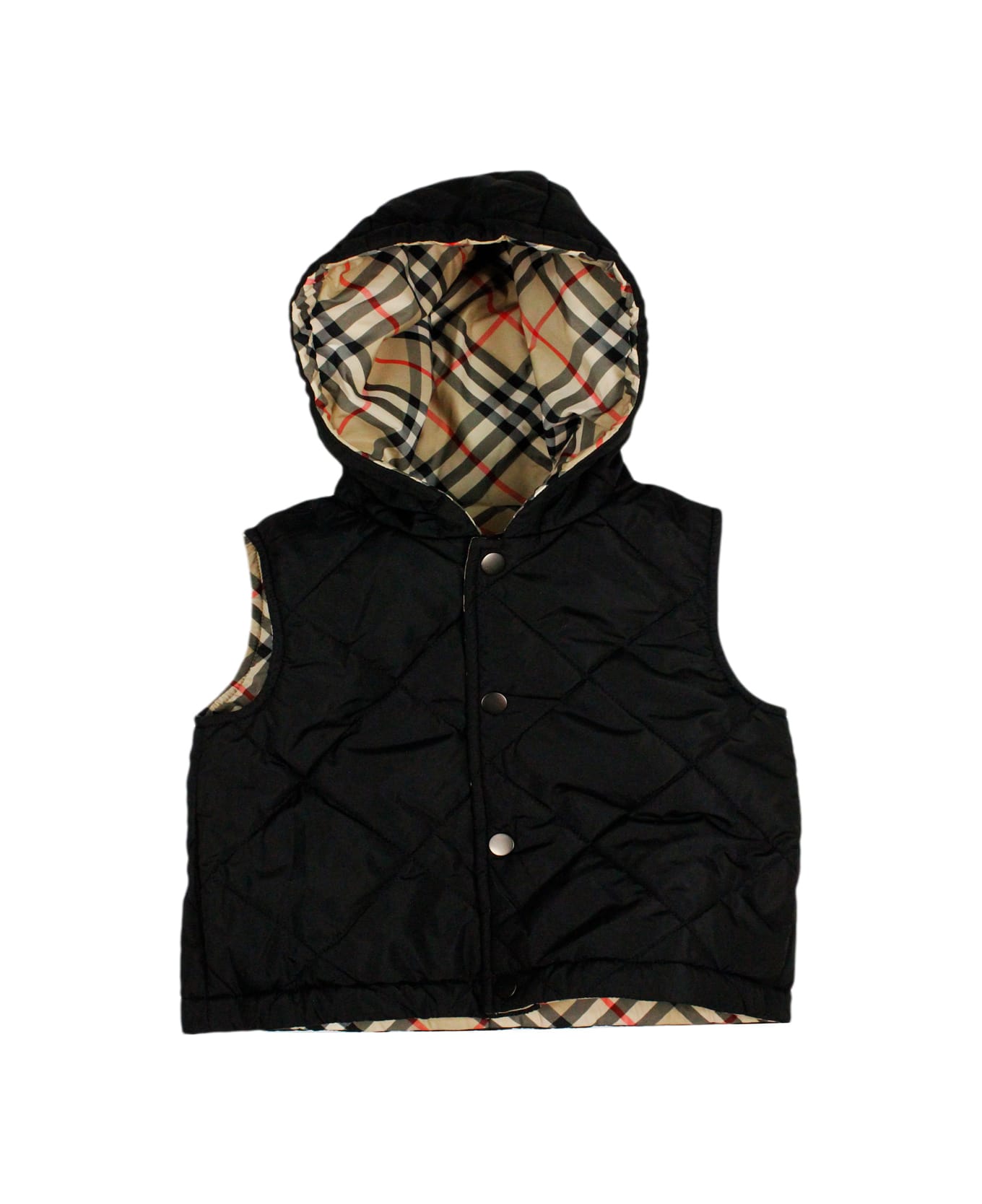 Burberry Reversible Vest With Check Pattern, With Solid Color Quilted Interior - Beige コート＆ジャケット