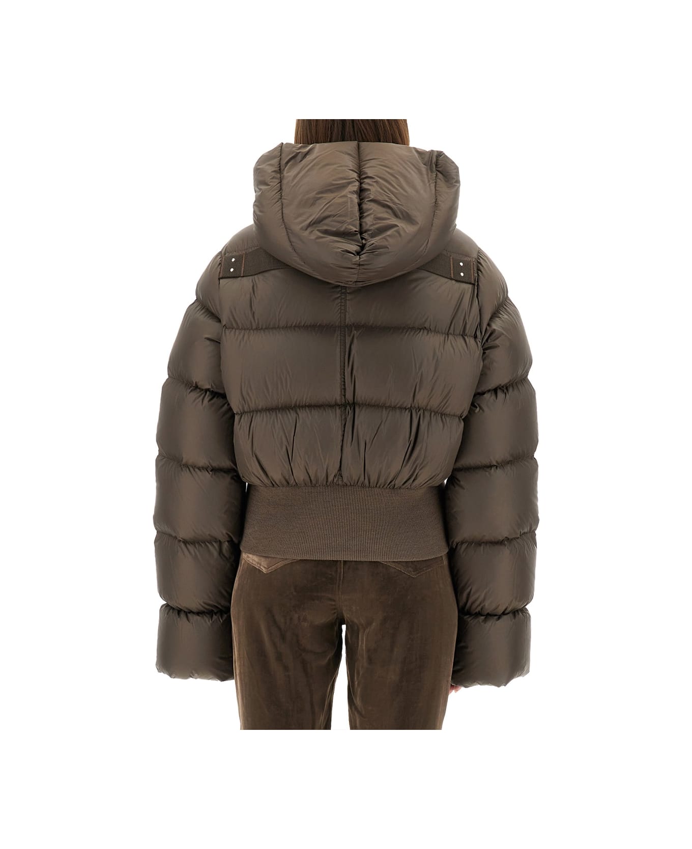 Rick Owens Down Jacket With Hood - BROWN
