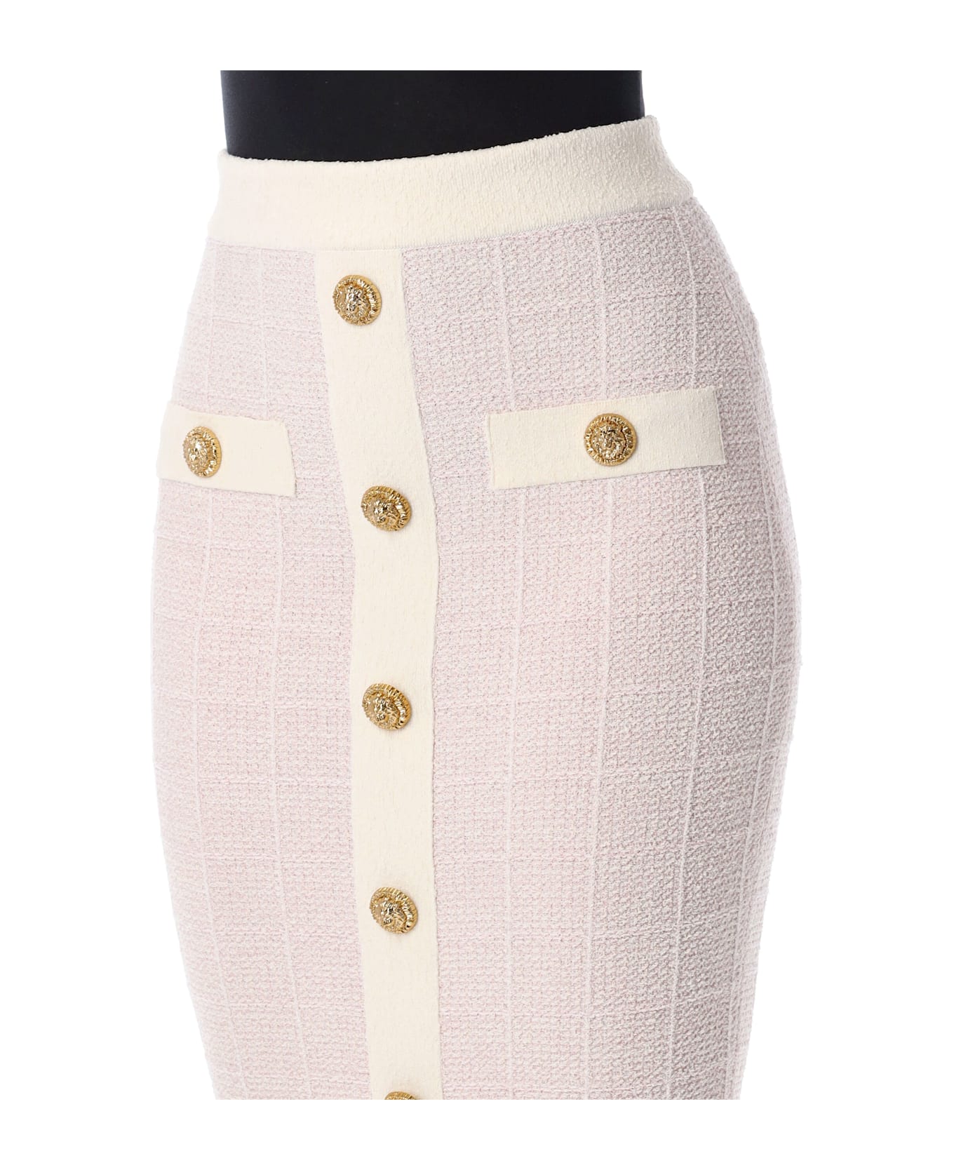 Balmain Buttoned Midi Skirt - PINK