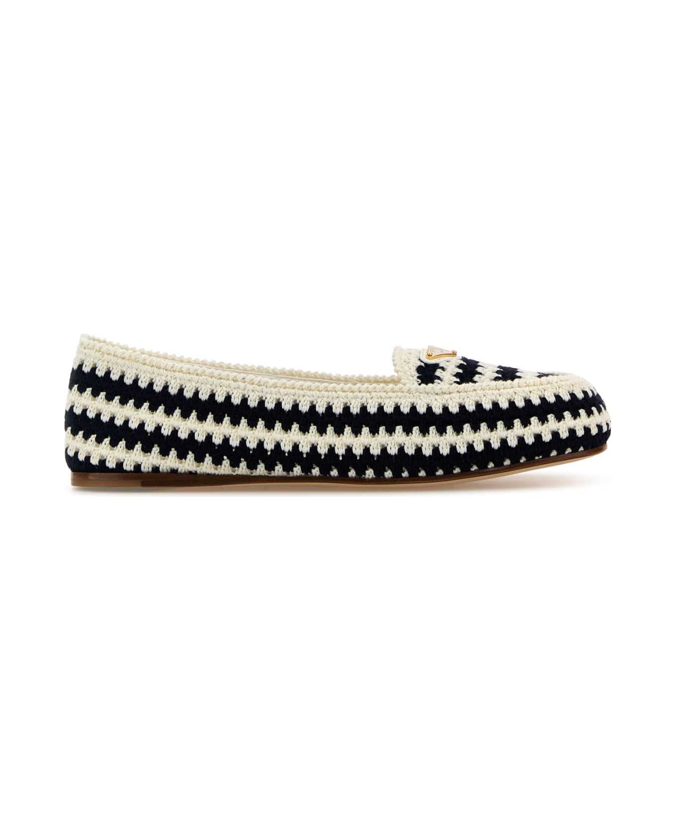 Prada Embroidered Crochet Loafers - BLEU