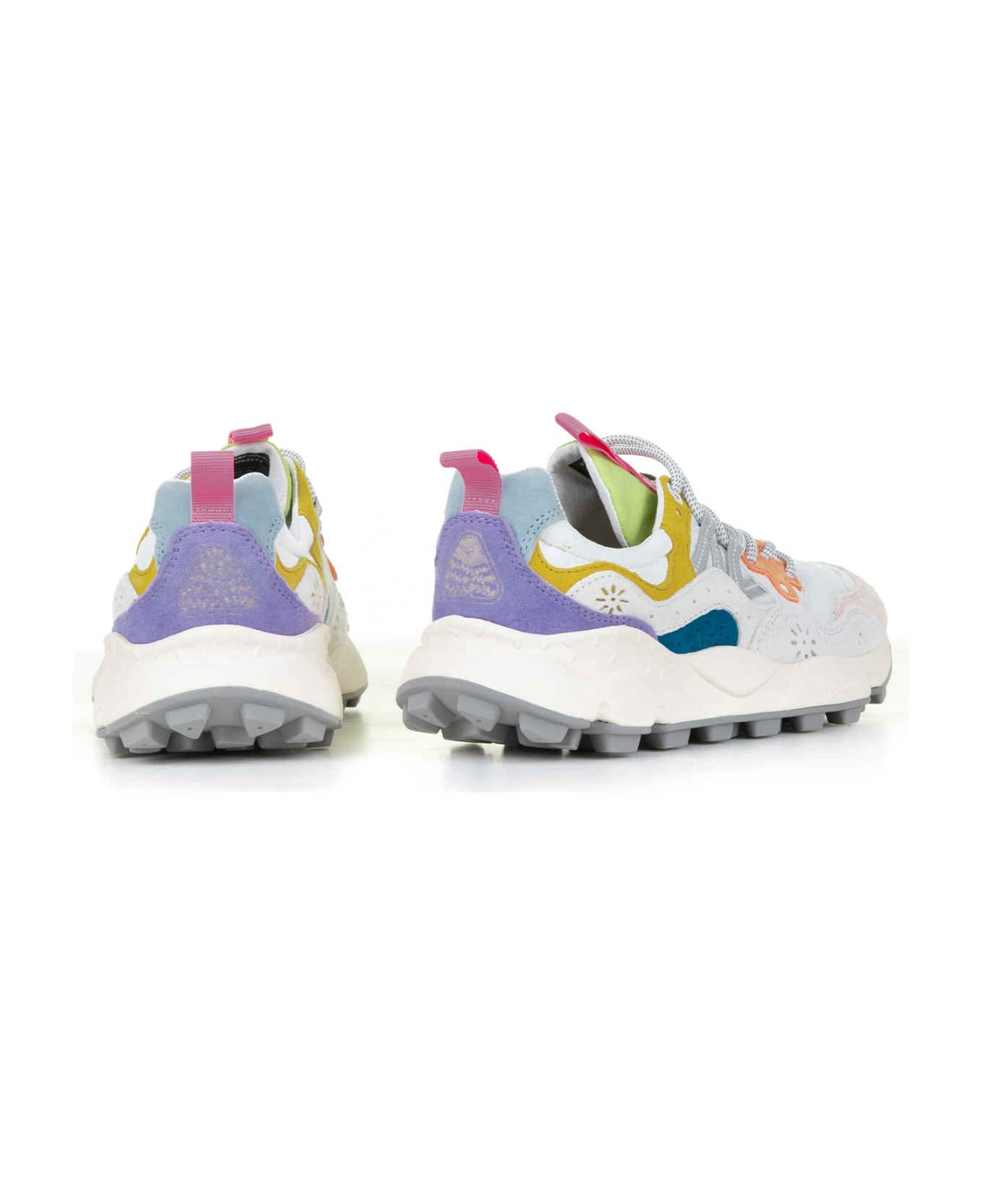 Flower Mountain Multicolored Yamano Sneakers In Suede And Nylon - WHITE PINK スニーカー