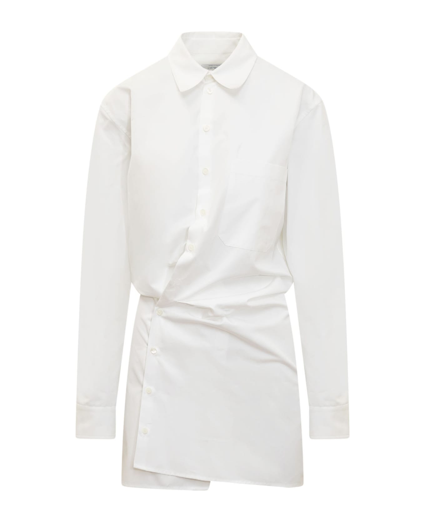 Off-White Cotton Shirtdress - White