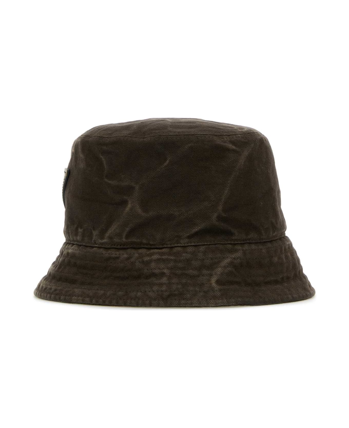 Prada Brown Cotton Bucket Hat - MARRONE