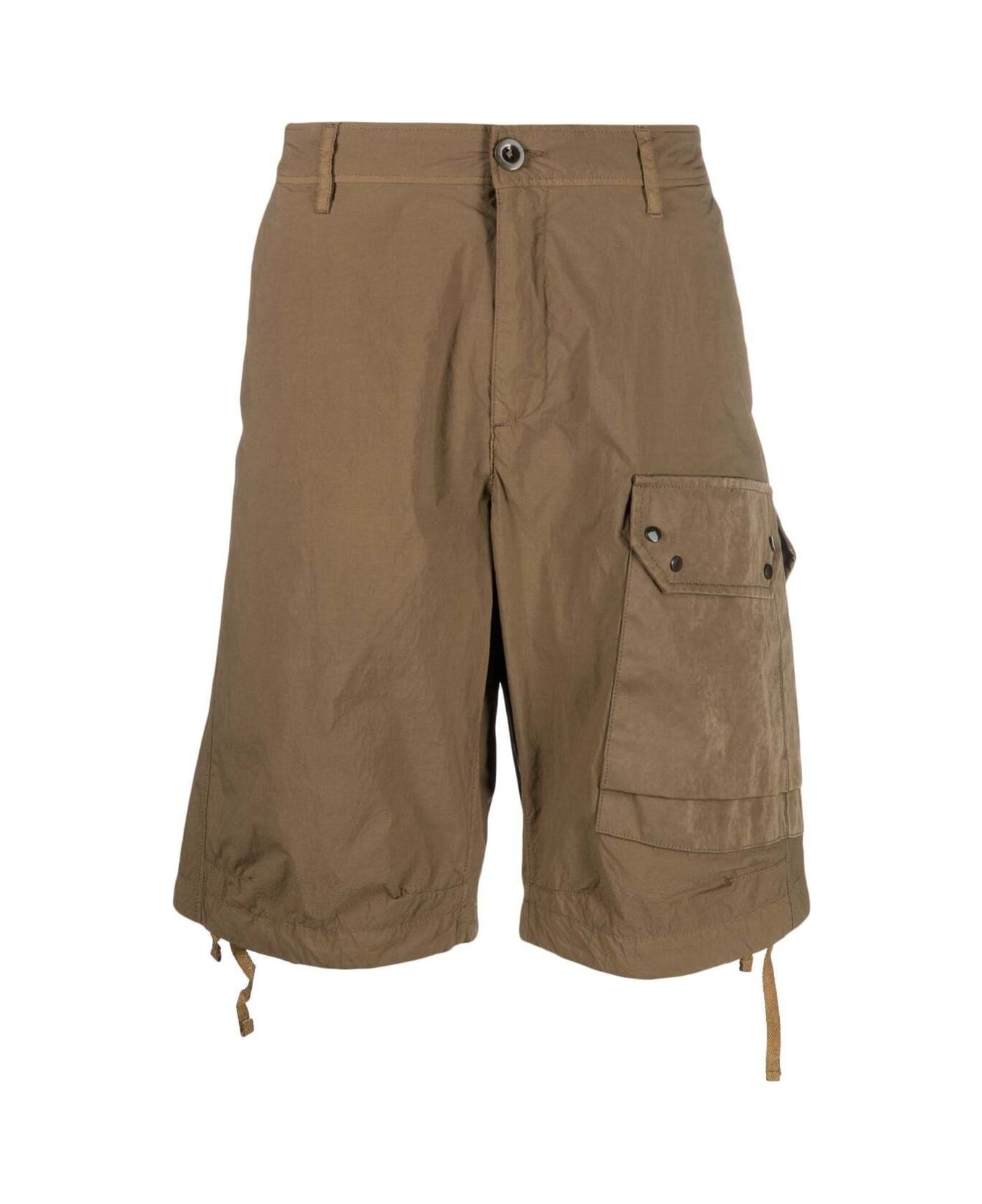 Ten C Bermuda Shorts In Brown Cotton Blend Man - Green