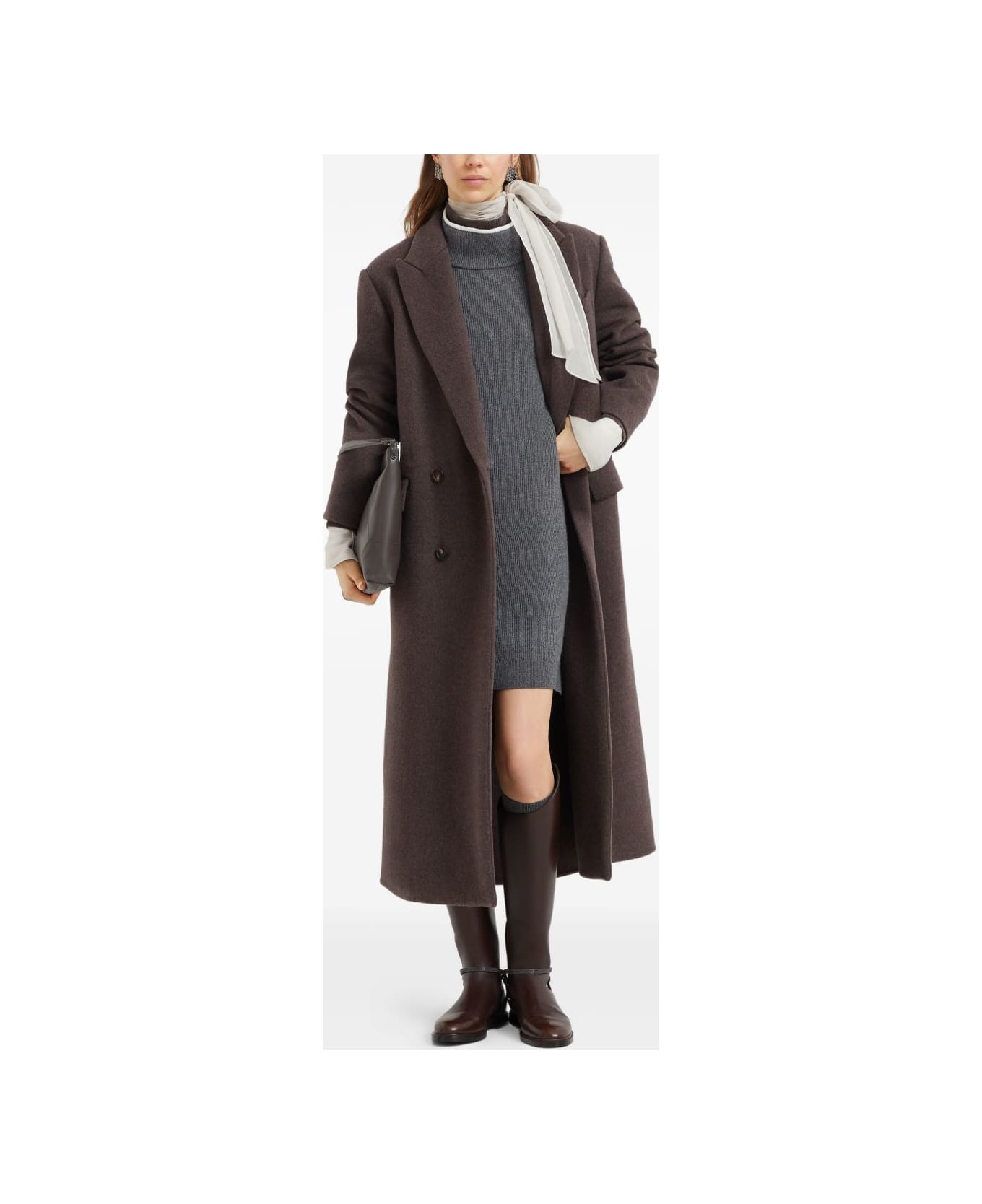 Brunello Cucinelli Dark Gray Ribbed Knit Suit - Grey