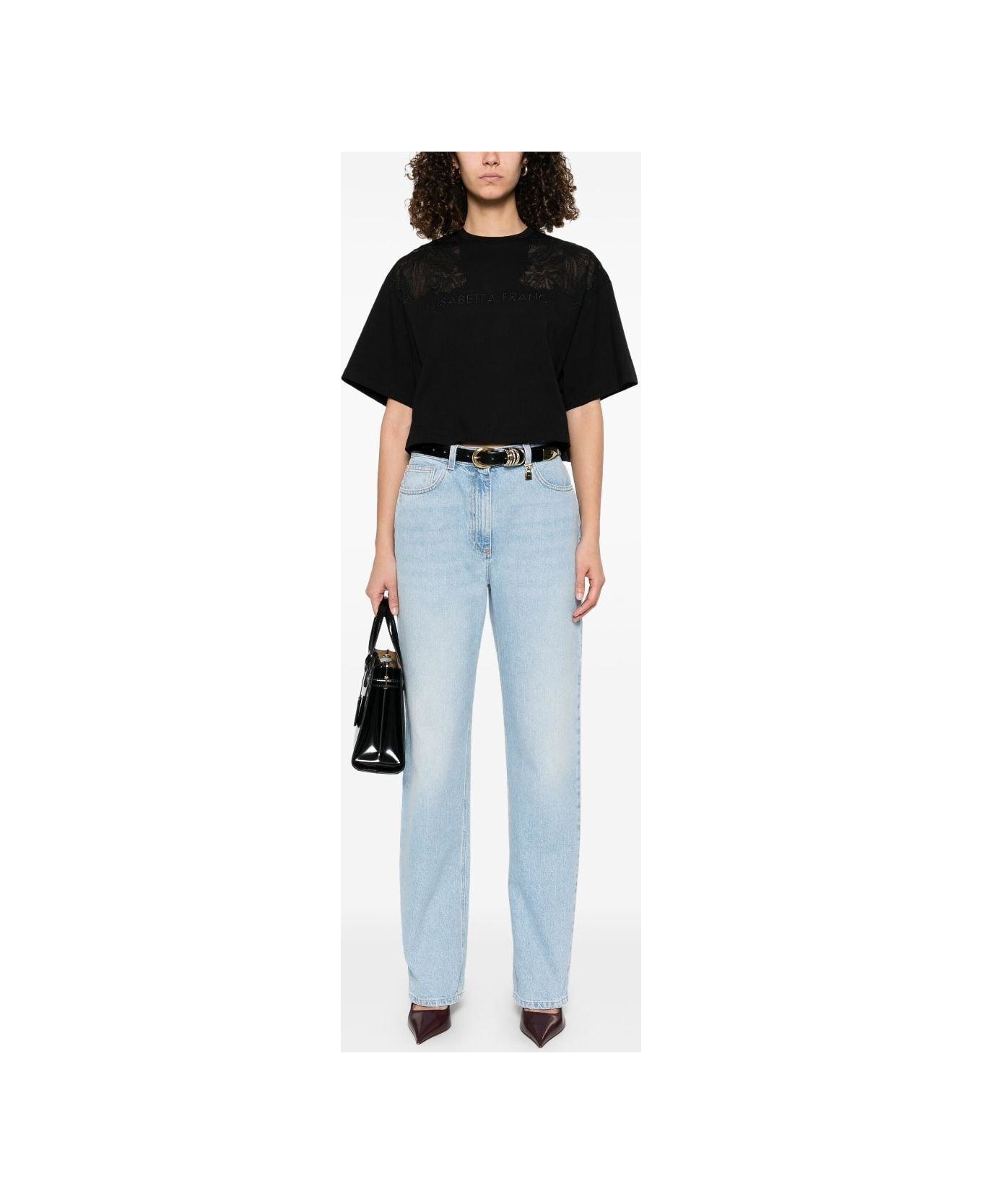 Elisabetta Franchi Embroidered T-shirt - Black
