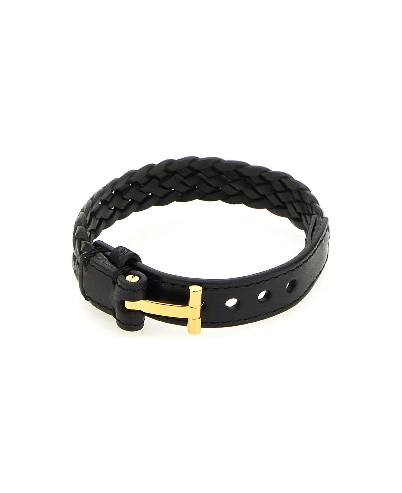 Tom Ford Black Leather Bracelet - BLACK ブレスレット