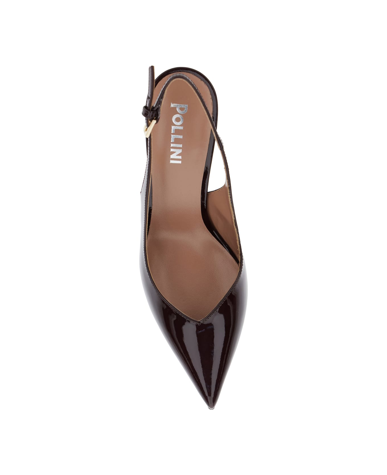 Pollini Bordeaux Slingback Pumps With Buckle Strap In Patent Leather Woman - Bordeaux