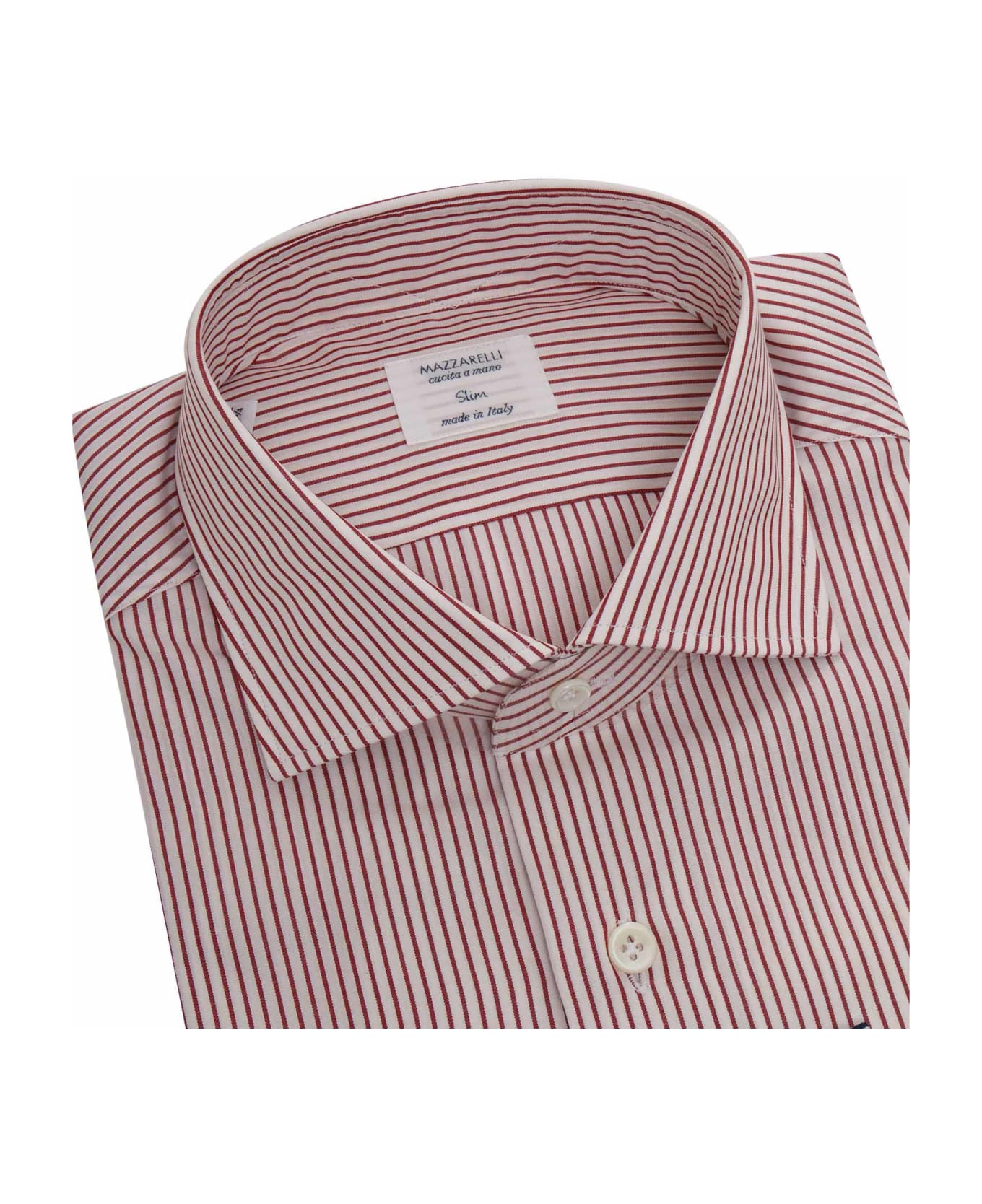 Mazzarelli Red Striped Shirt - WHITE