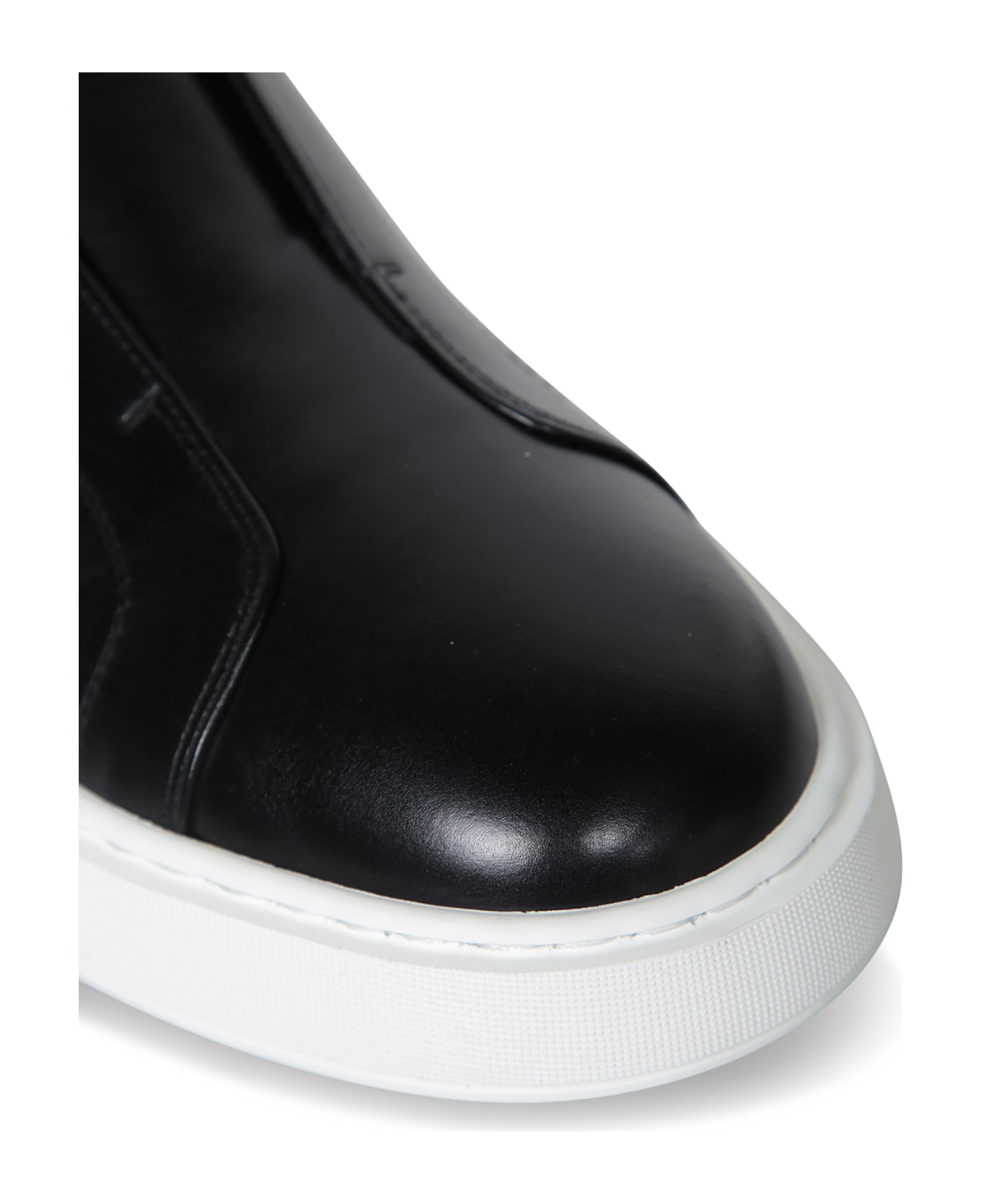 Santoni Victory Black Leather Sneakers - Black