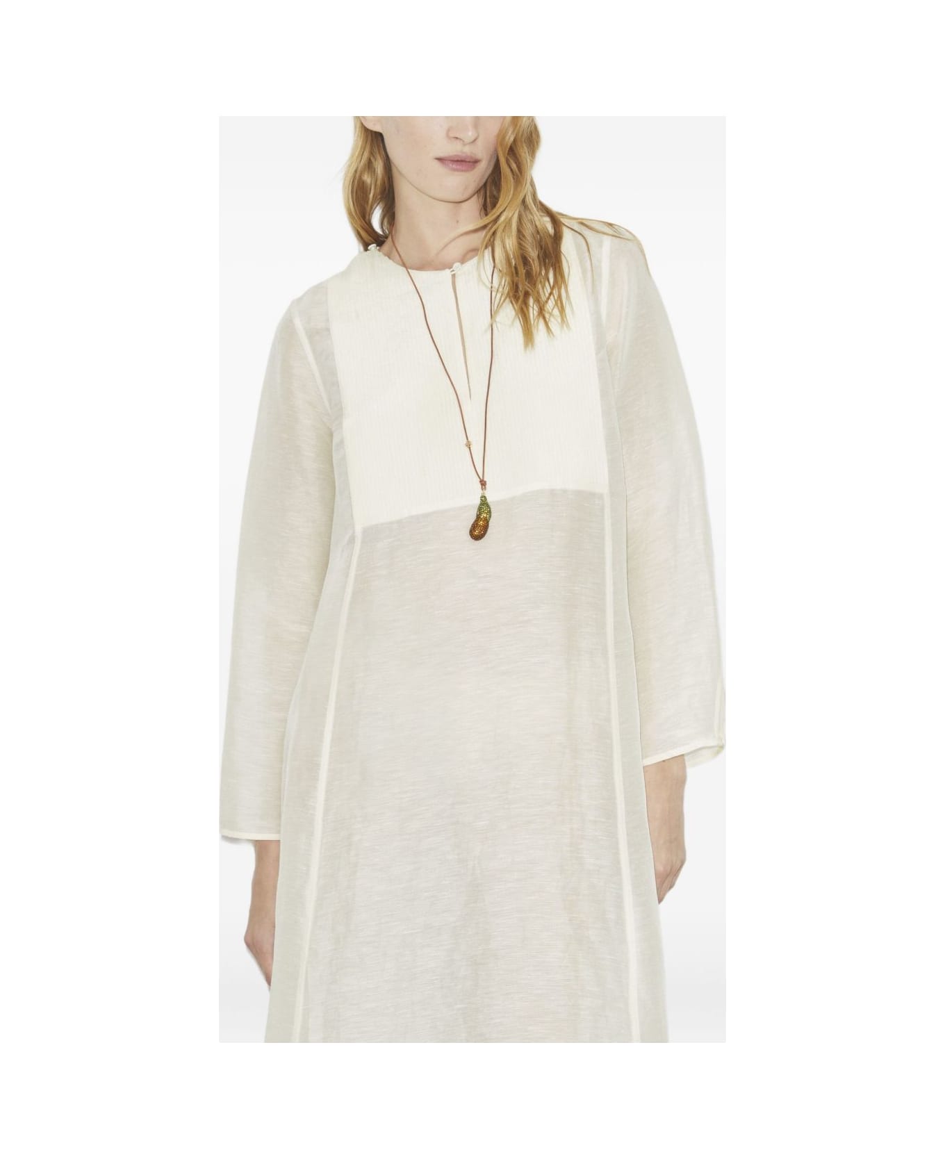 Tory Burch Linen And Silk Long Kaftan - Ivory