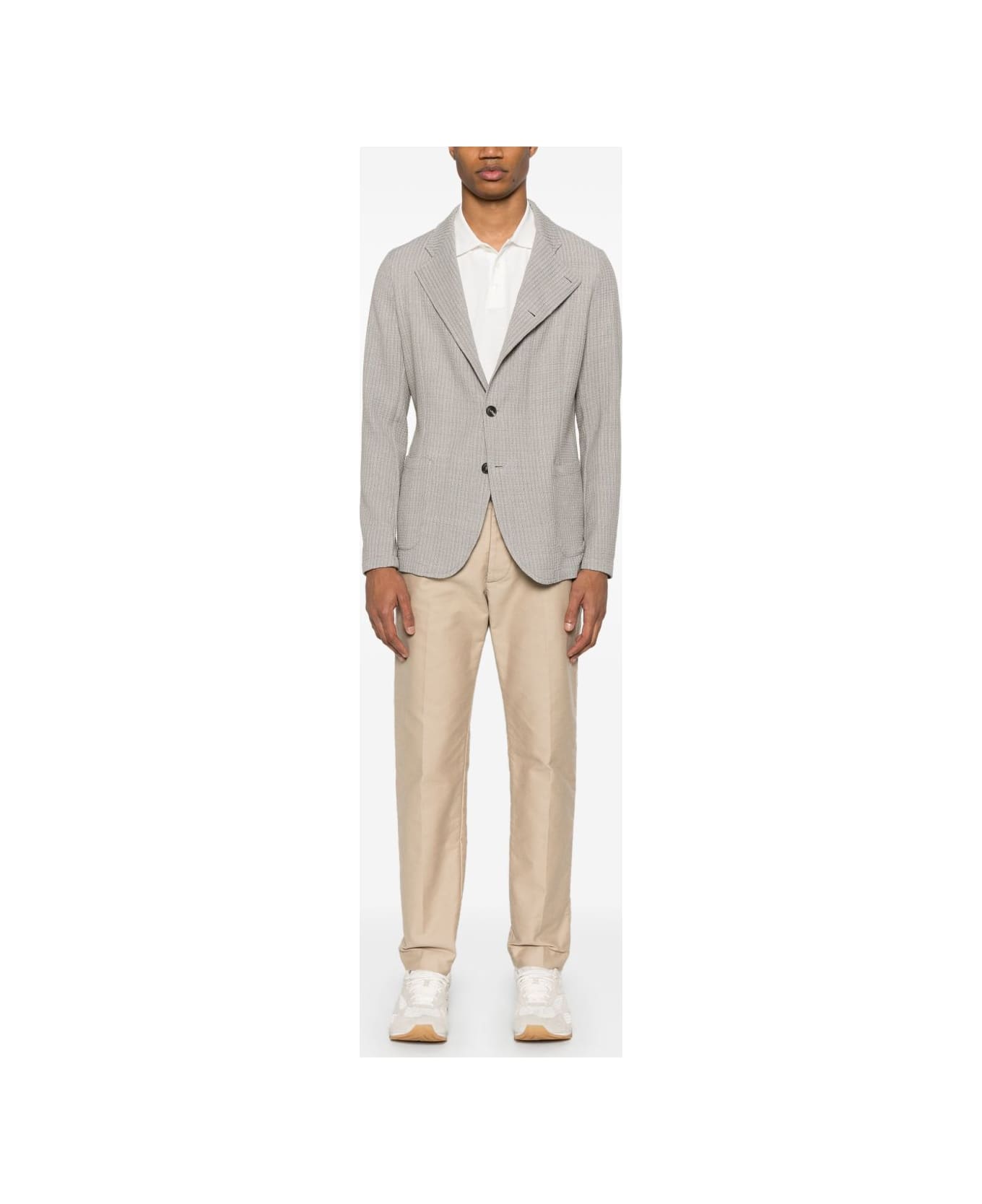 Emporio Armani Wool Single-breasted Blazer Jacket - Beige