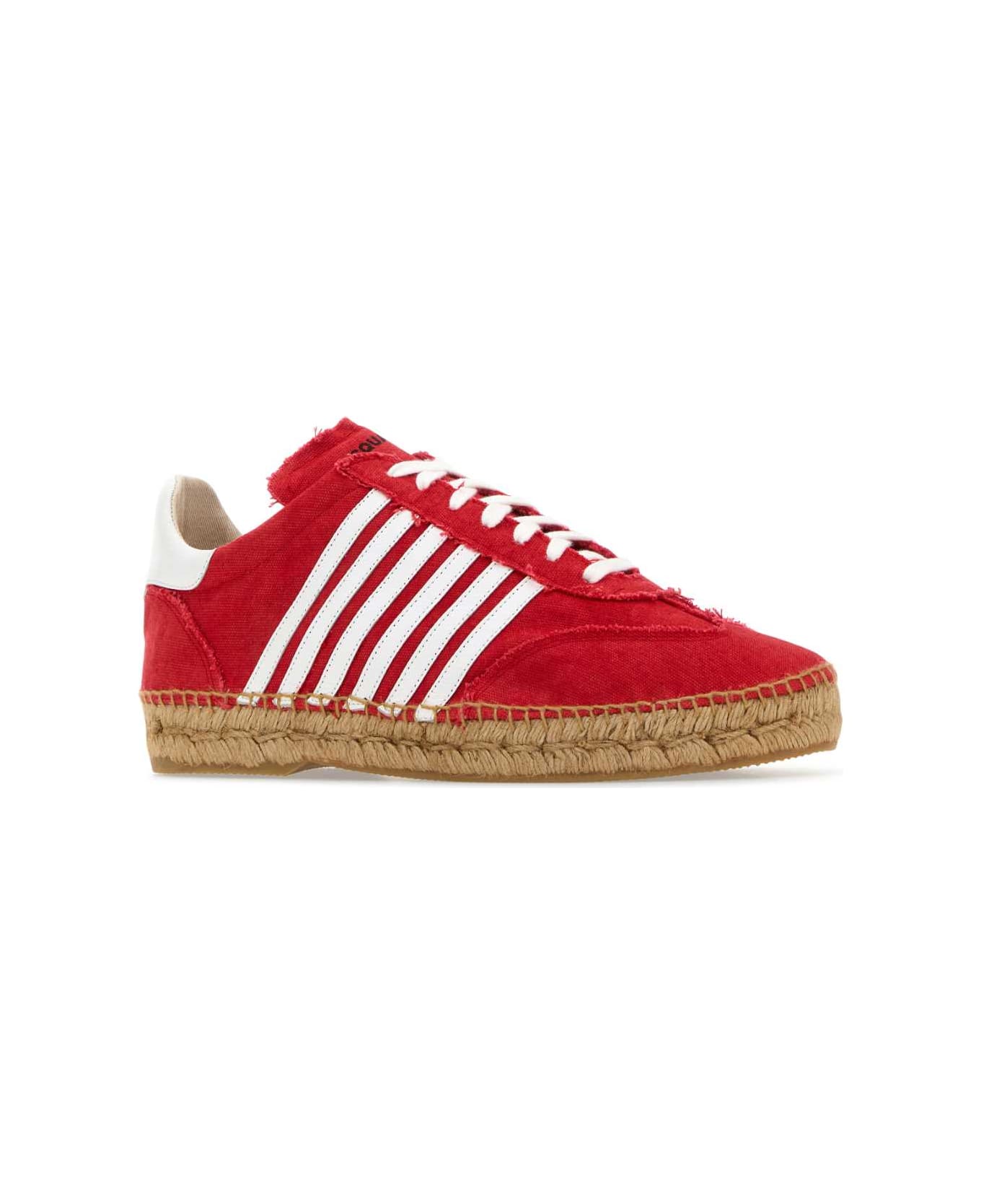 Dsquared2 Red Canvas Sneakers - DENIM