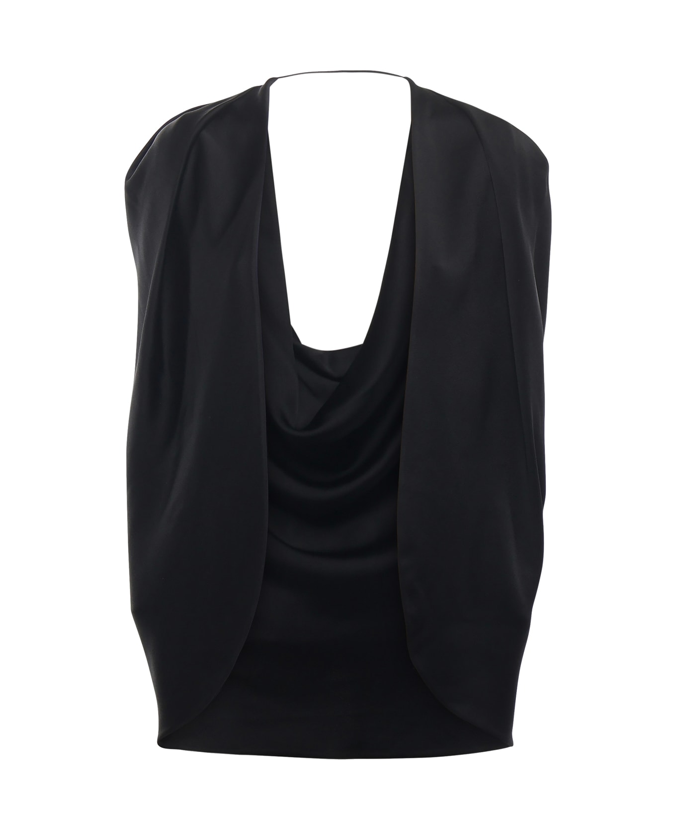 Genny Satin Cape With Drape - Black